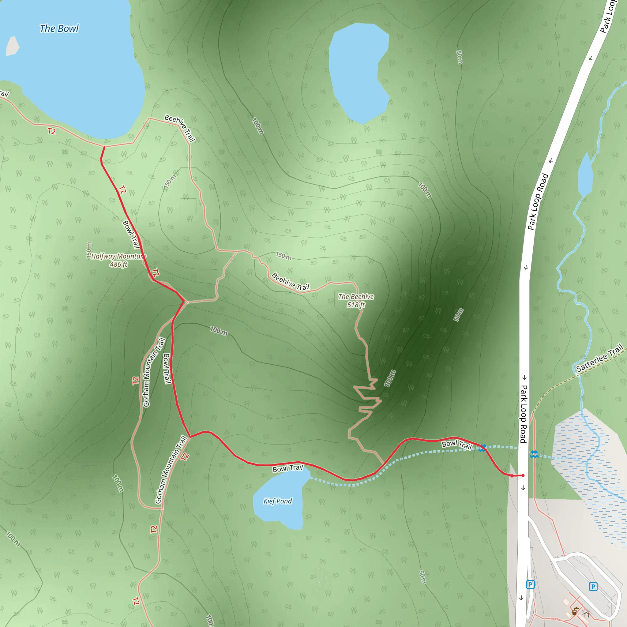 Bowl Trail from Park Loop Road mobile static map