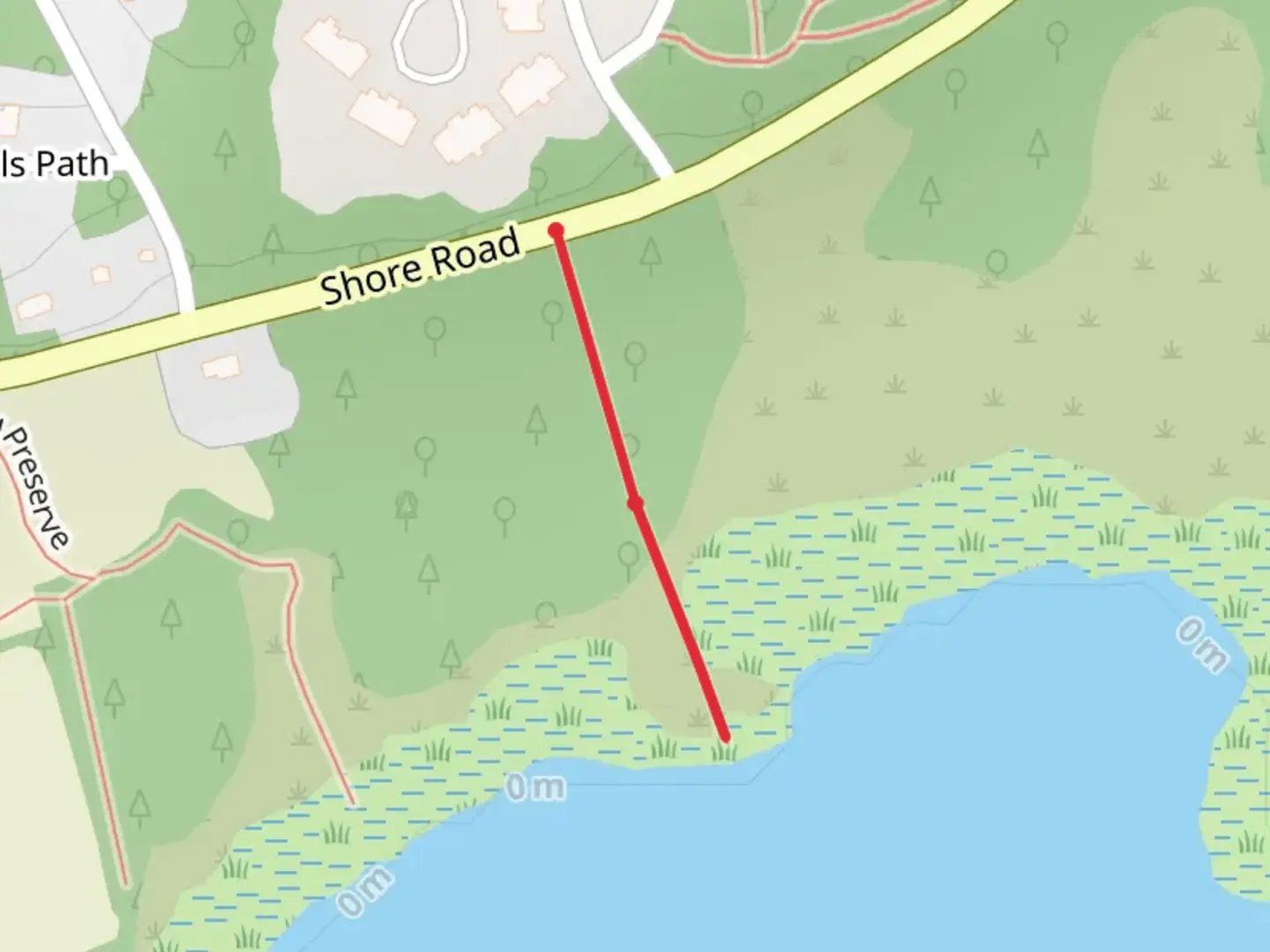 An image depicting the trail Shore Road and its surrounding area.