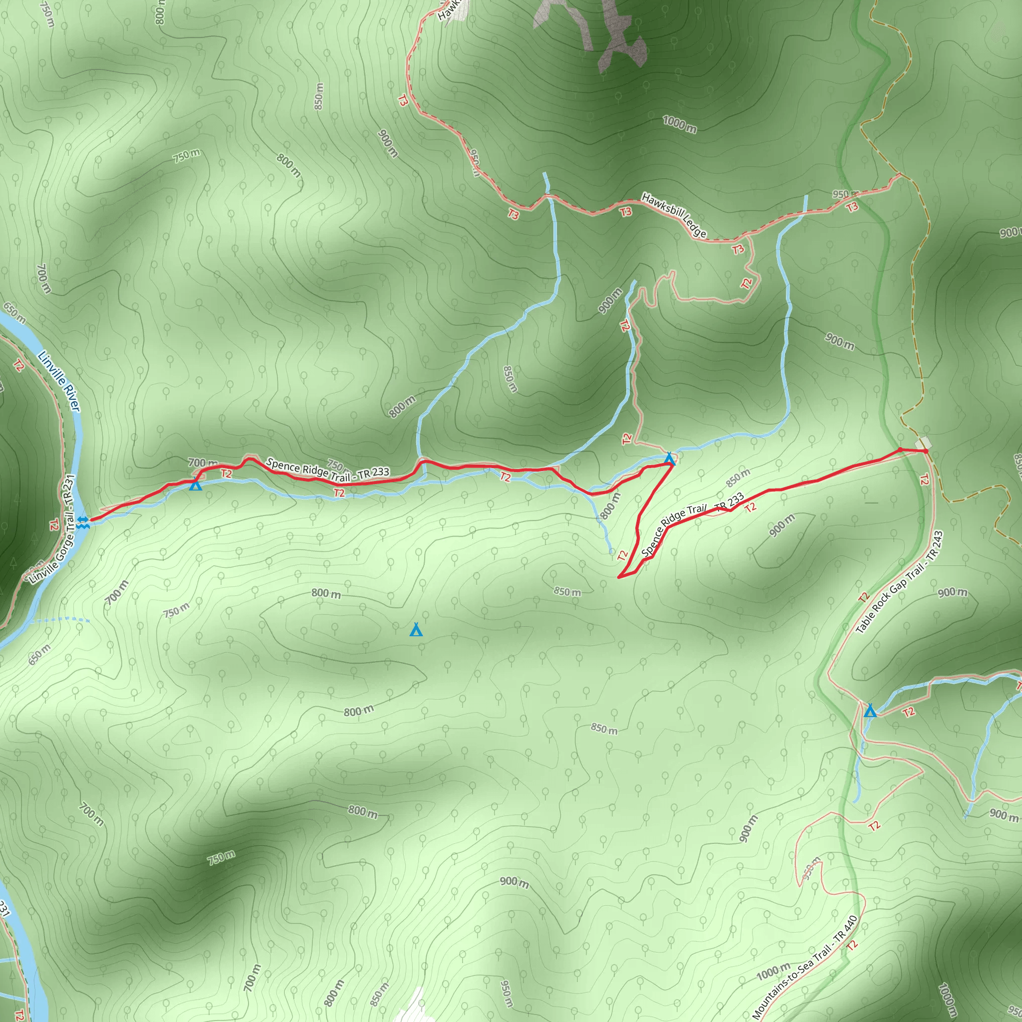 Spence Ridge Trail mobile static map