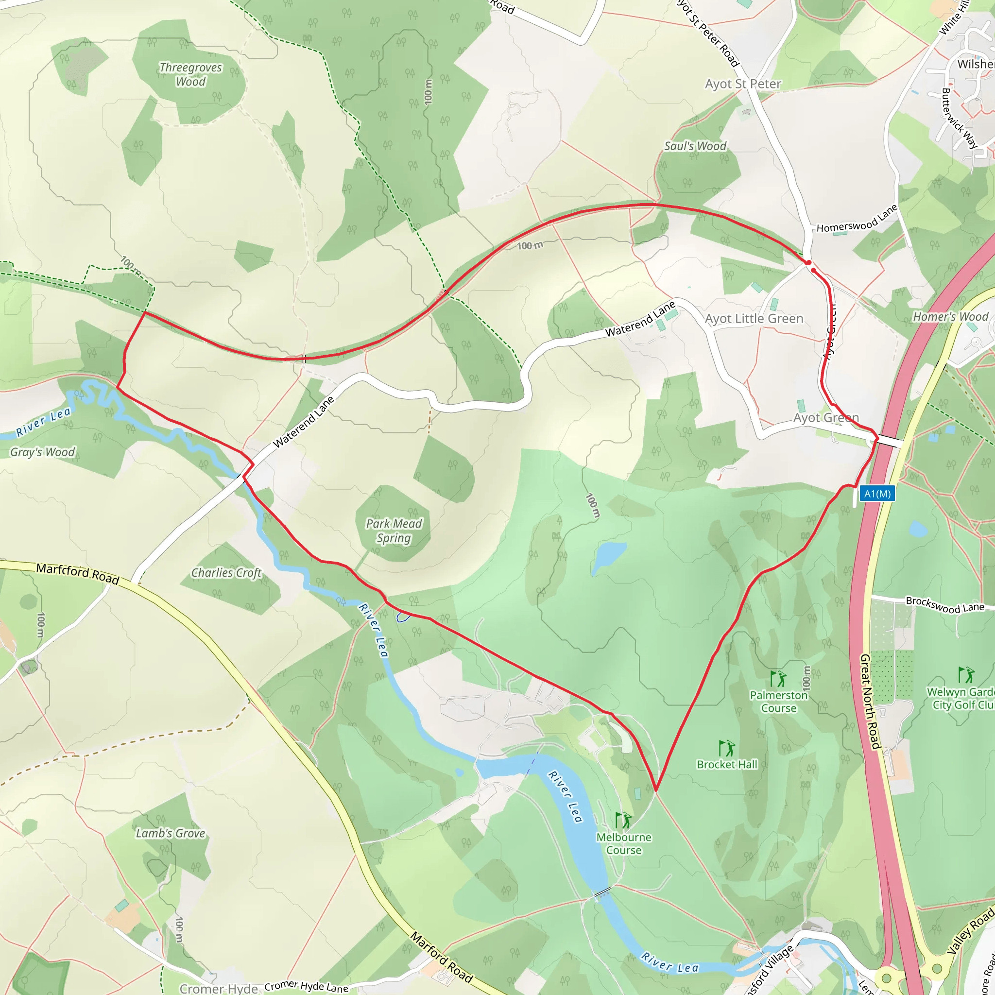 Ayot Green Circular mobile static map