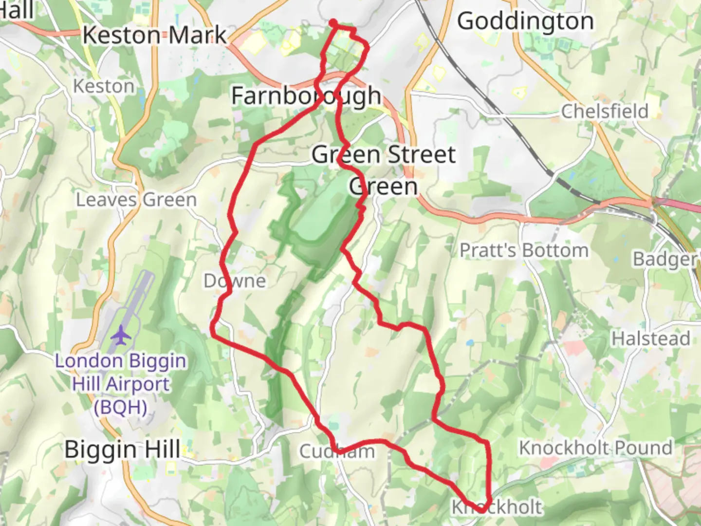 An image depicting the trail Orpington to Knockholt Loop Walk and its surrounding area.