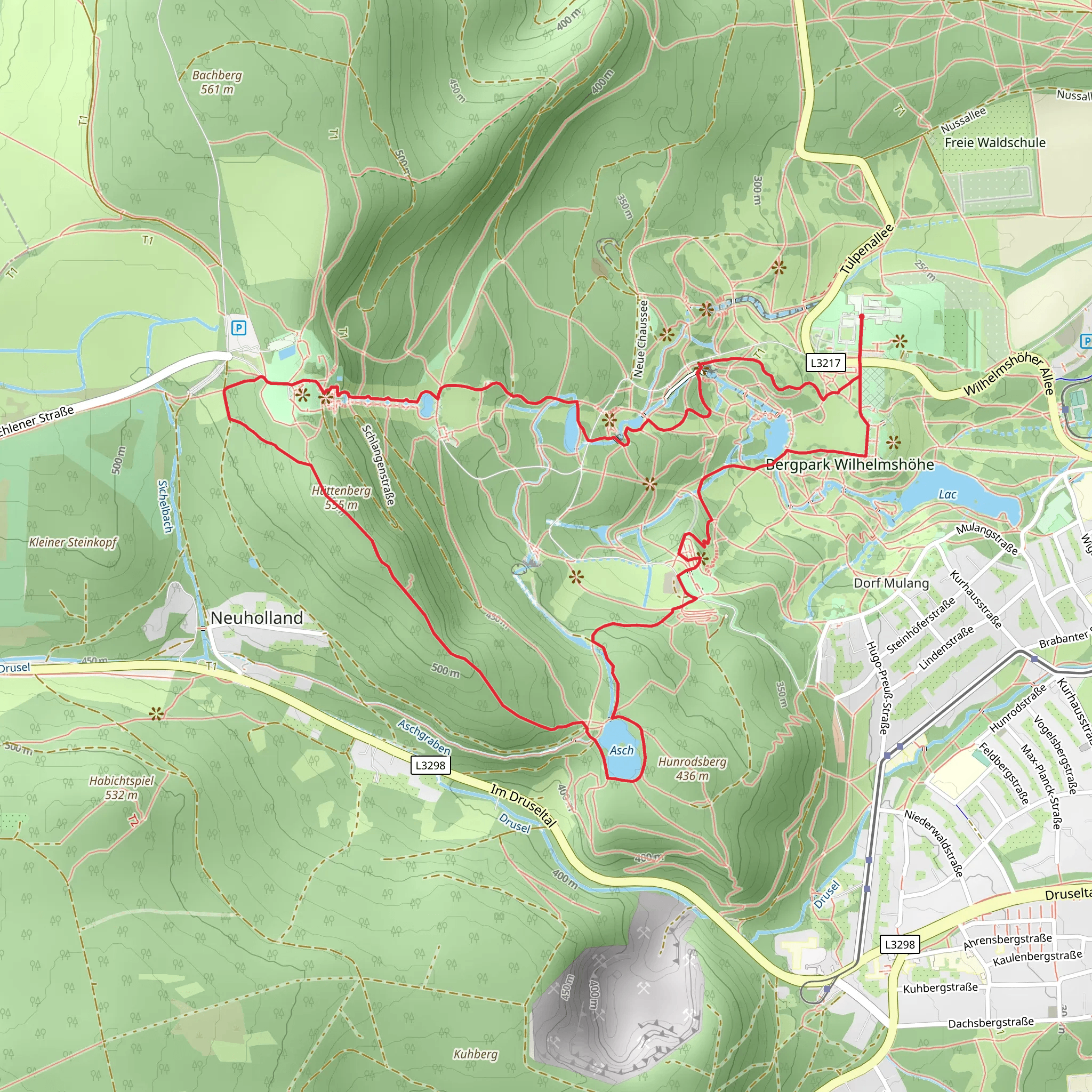 Fontänenreservoir, Neptunbassin and Hüttenberg via Neuer Burgweg mobile static map