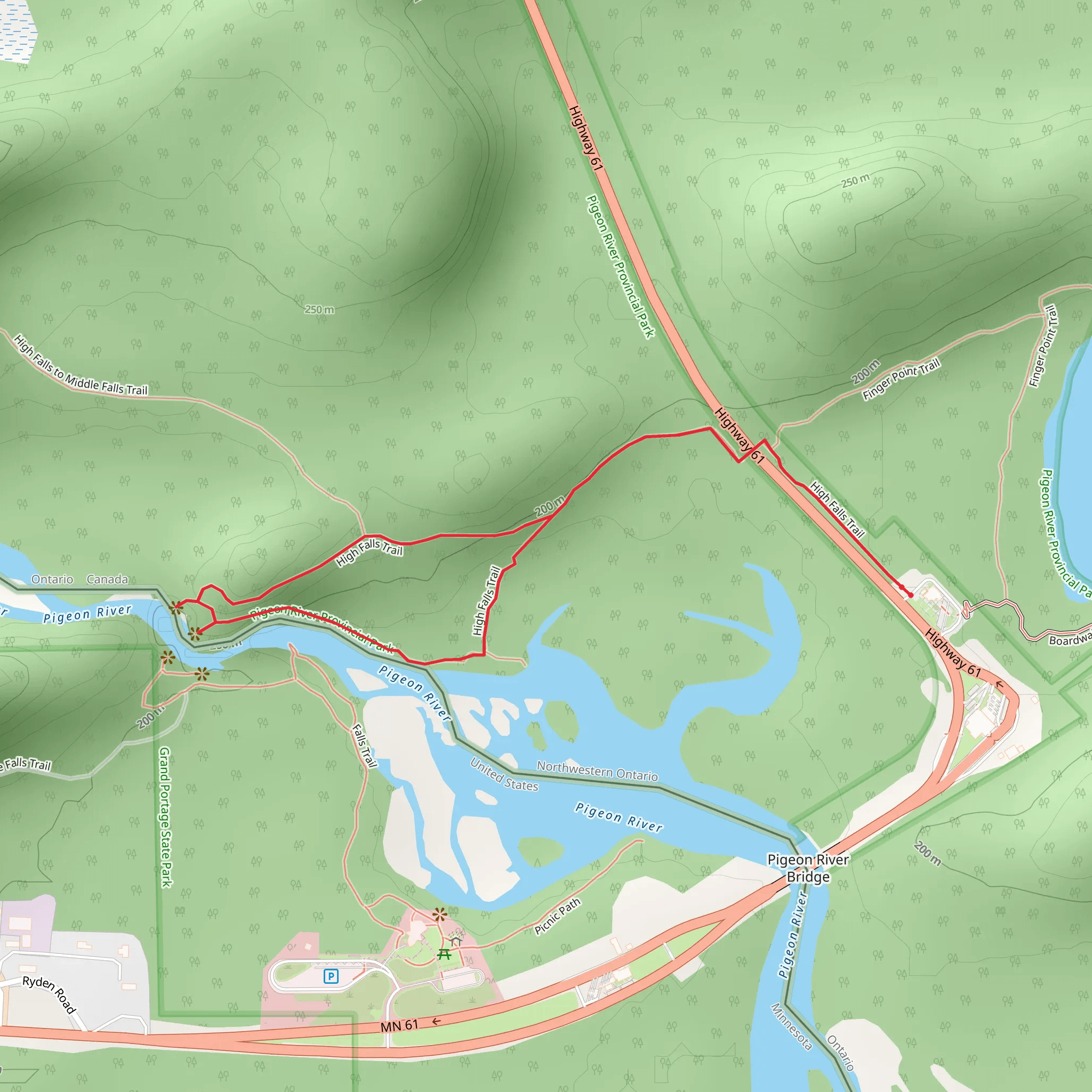 High Falls Loop Trail mobile static map