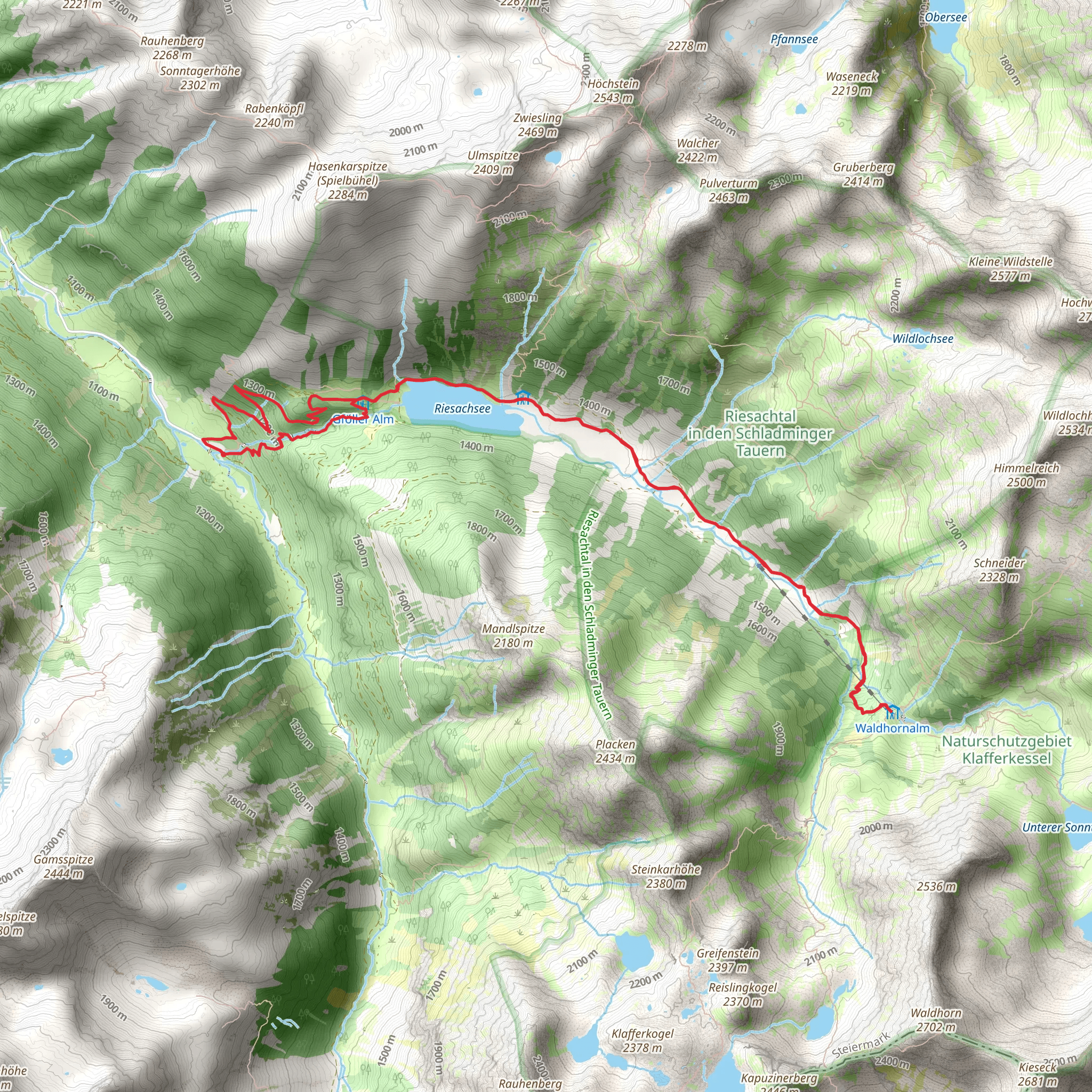 Preintalerhütte Chalet via Alpine Trail through Höll Gorge mobile static map
