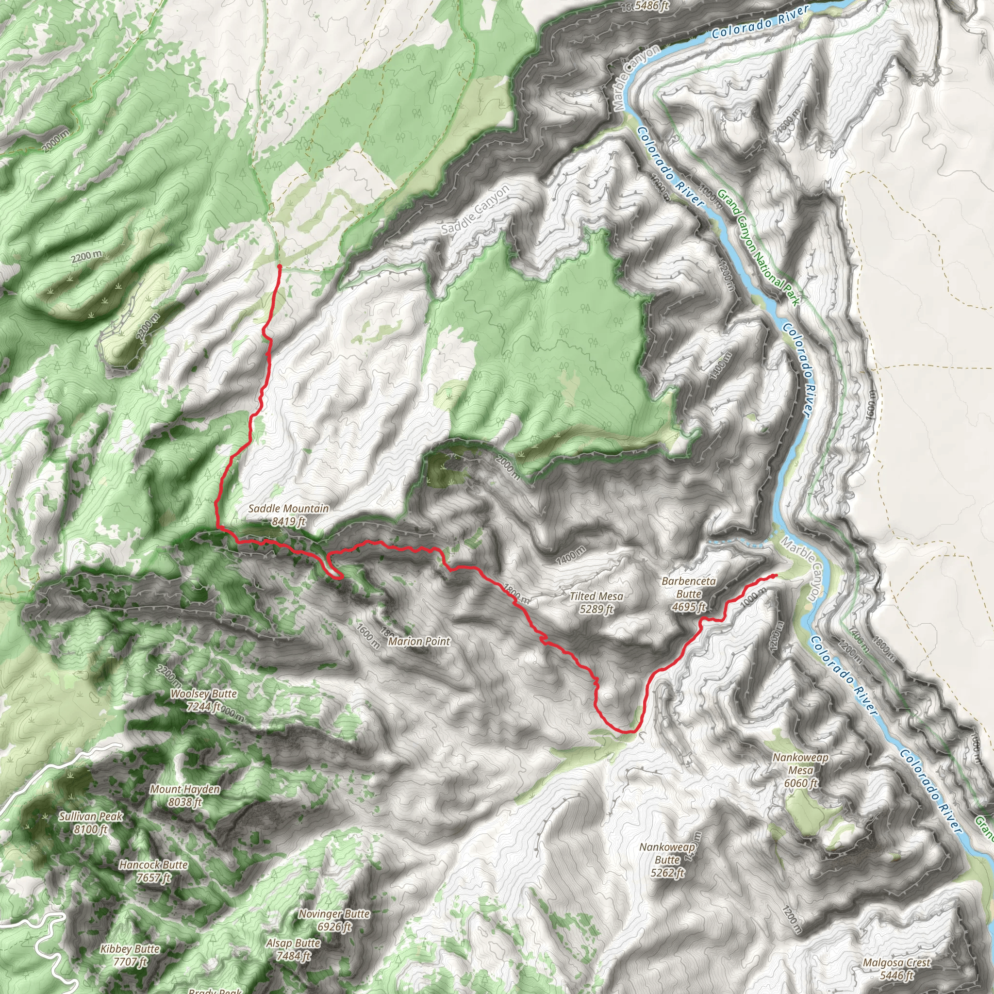 Nankoweap Trail mobile static map