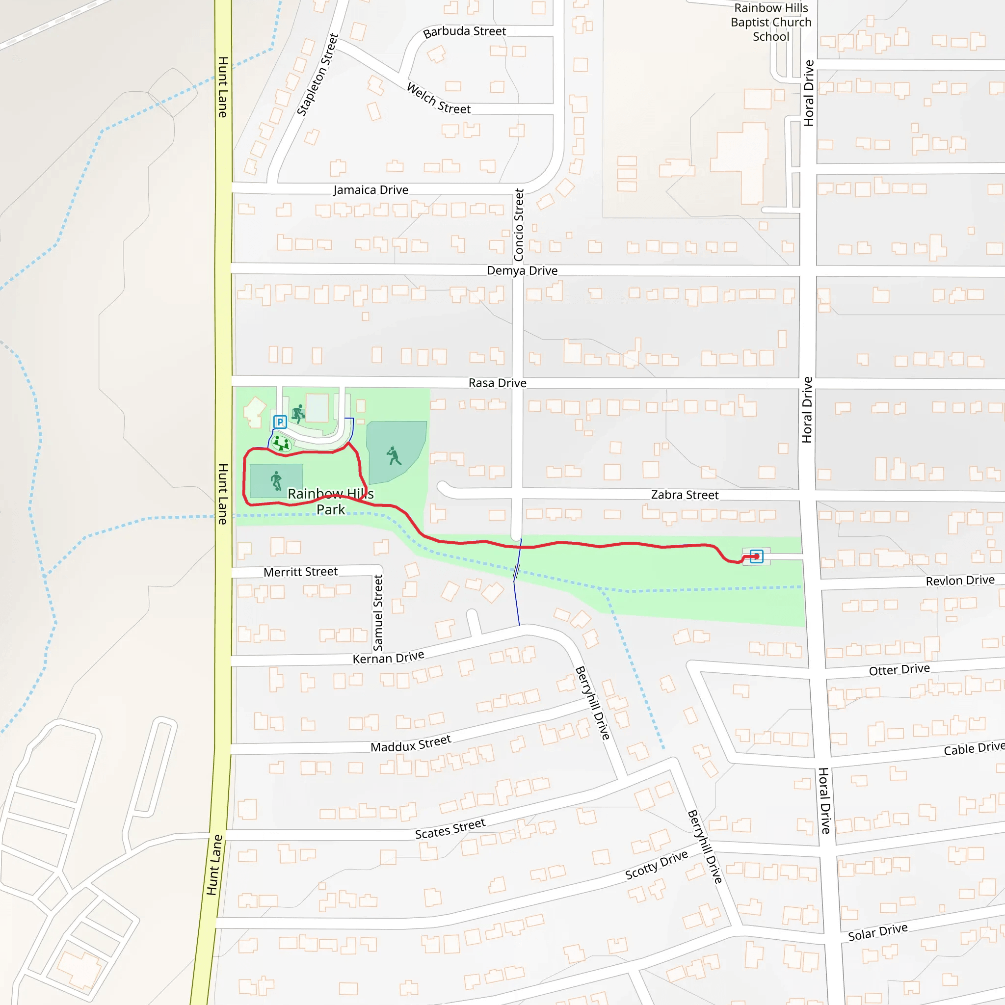 Rainbow Hills Park Loop mobile static map