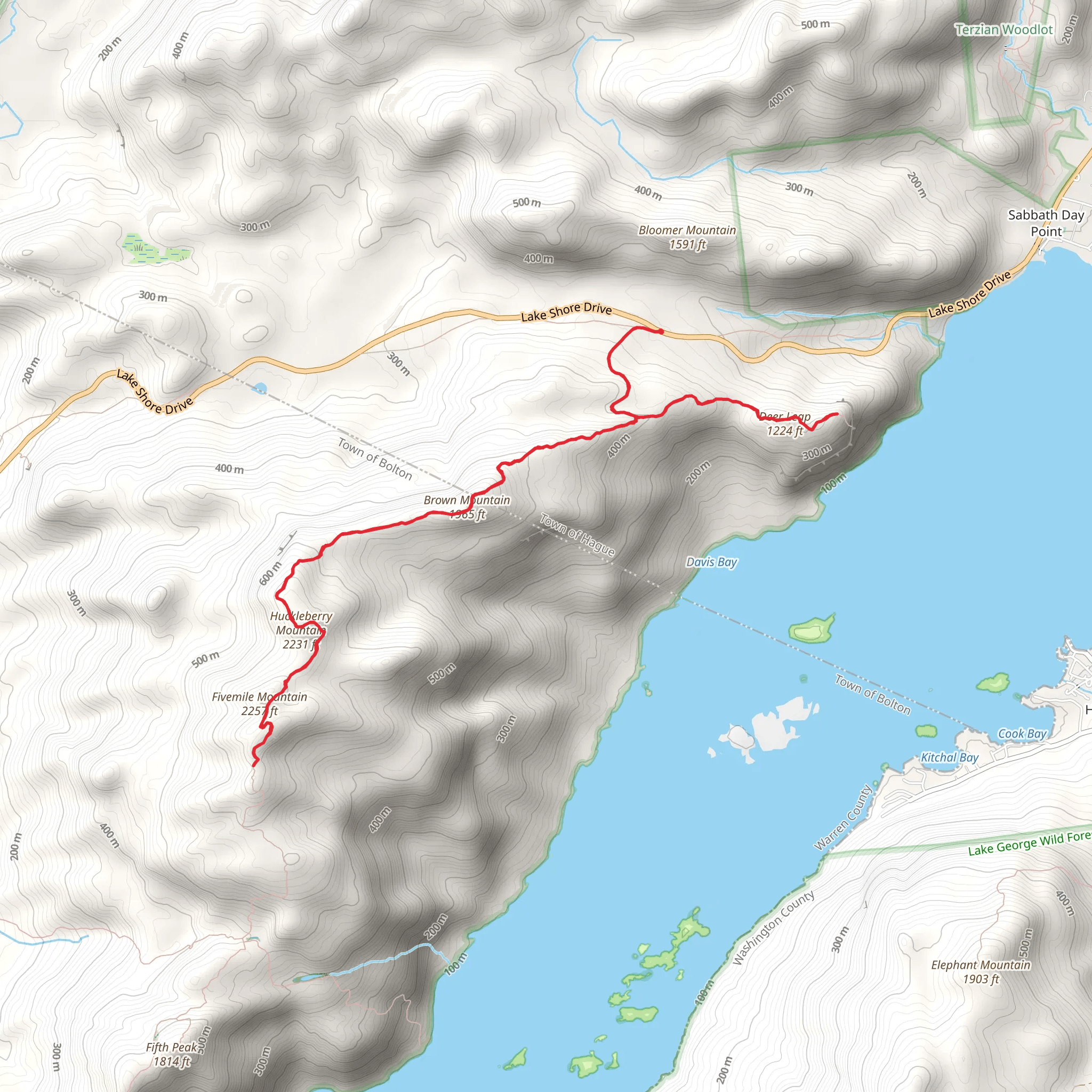 Huckleberry Mountain and Brown Mountain via Deer Leap Trail mobile static map