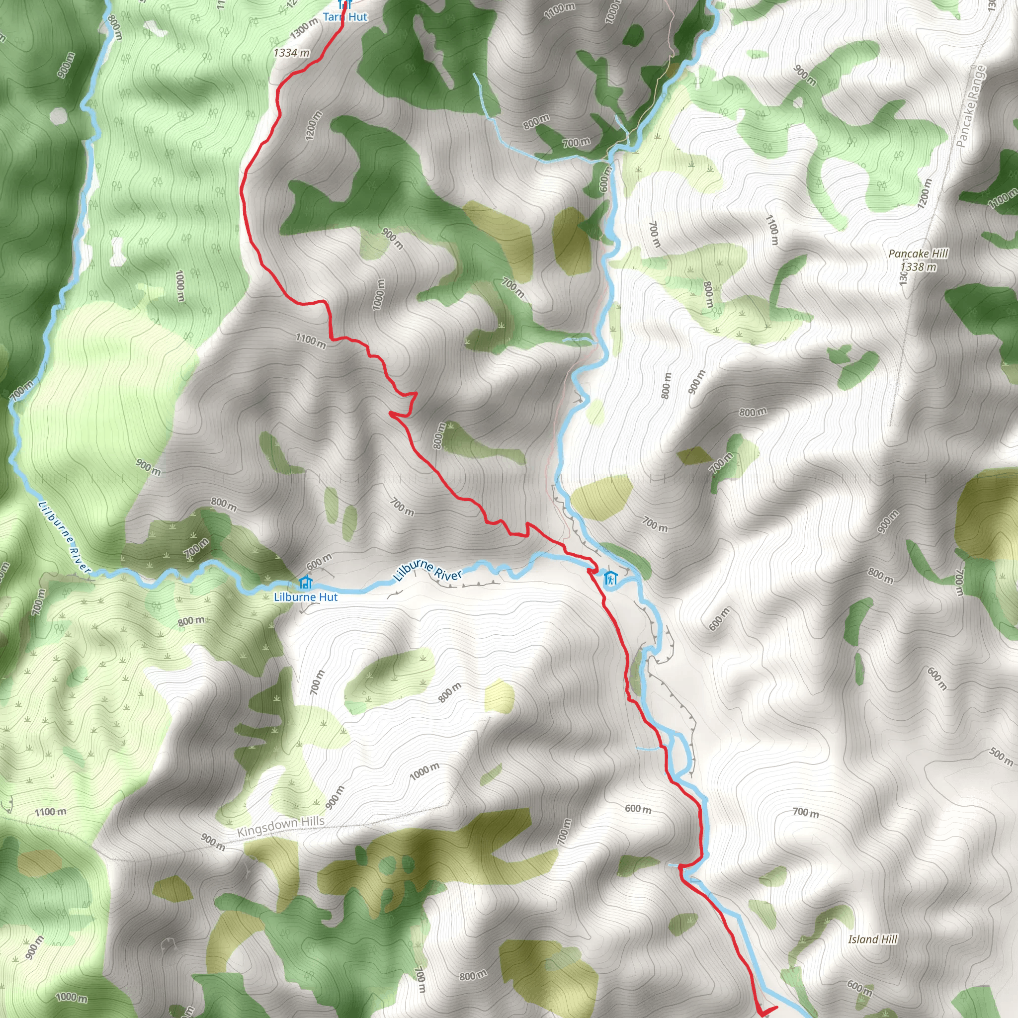 Lees Valley Road to Tarn Hut via Lillburn Route mobile static map