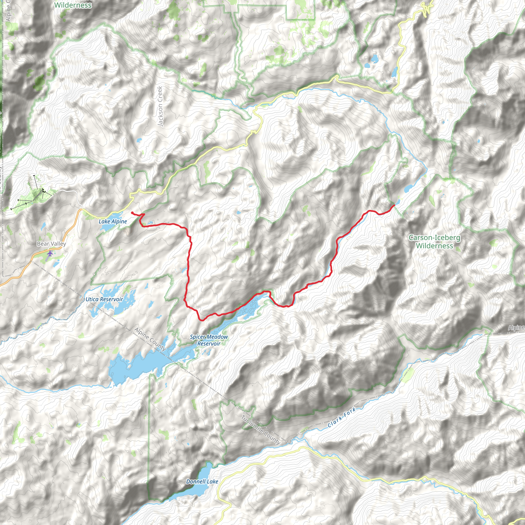 Highland Lakes via Highland Creek Trail mobile static map