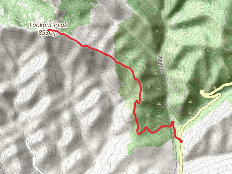 Lookout Peak Trail mobile static map