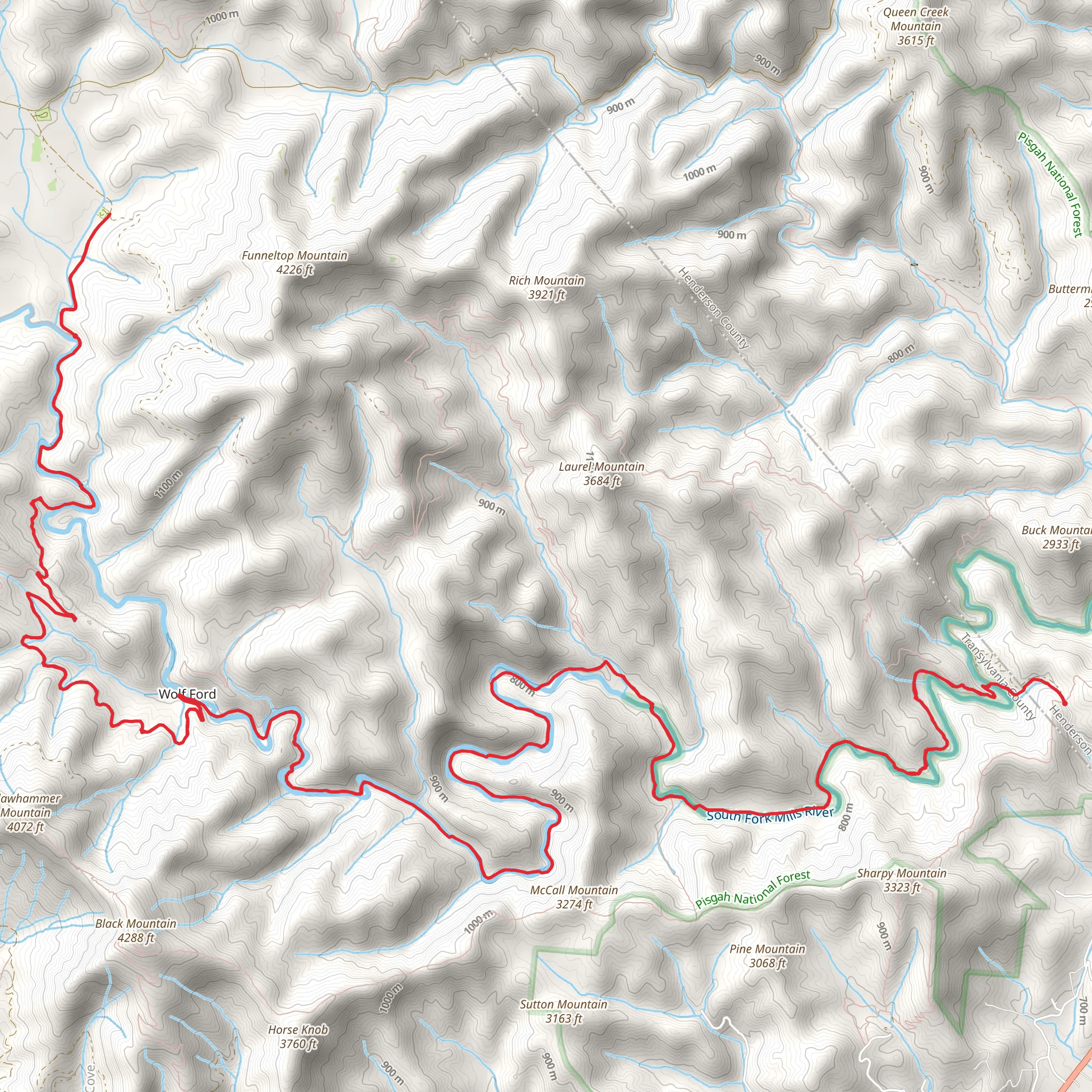 South Mills River Trail mobile static map
