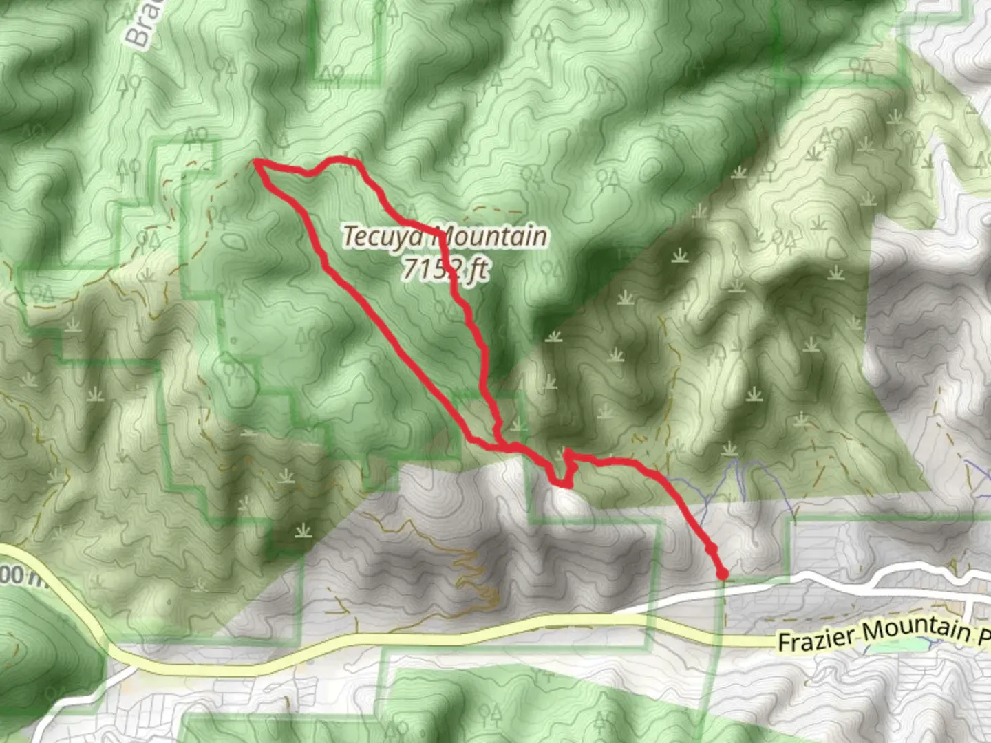 An image depicting the trail Tecuya Mountain and Cold Spring Creek and its surrounding area.