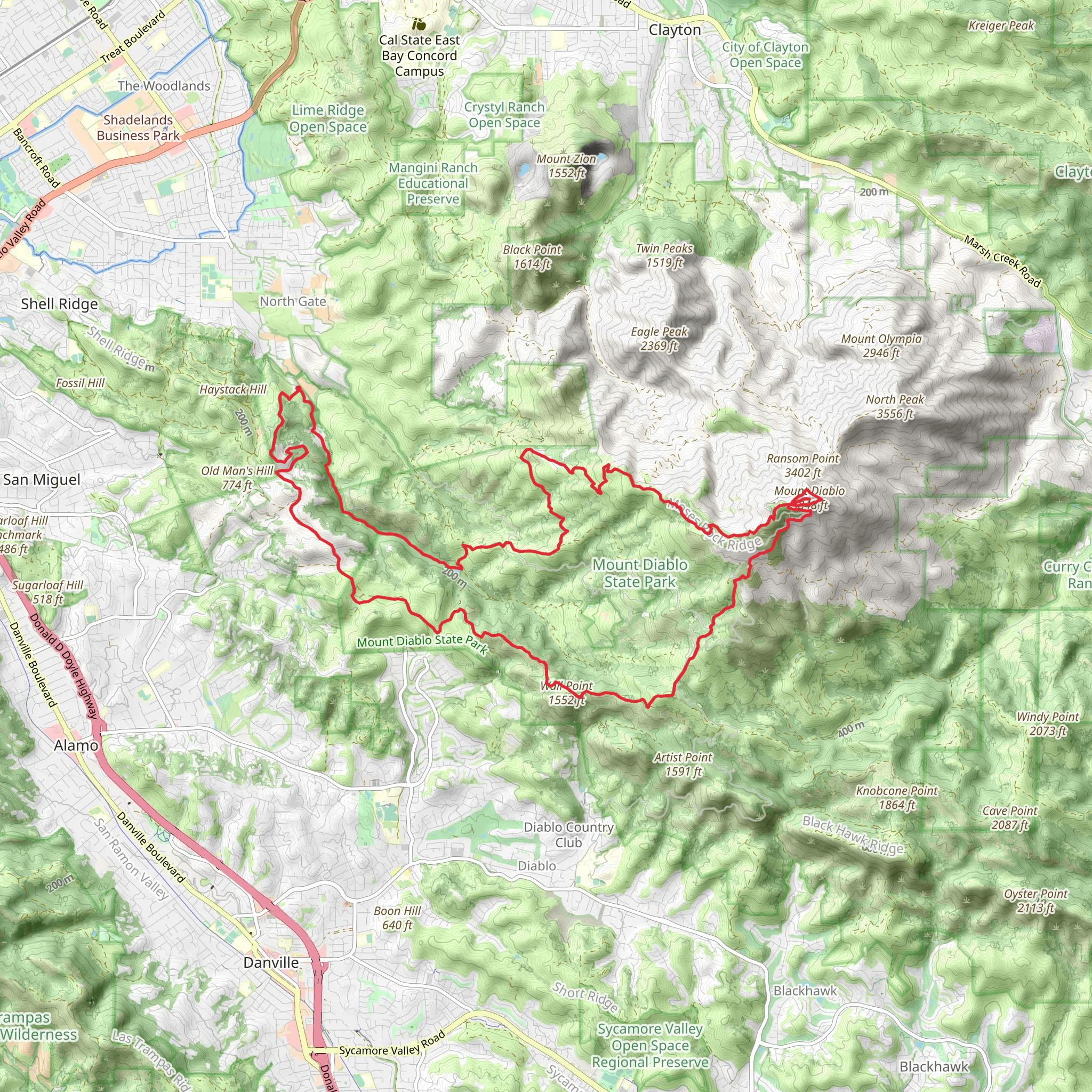 Mount Diablo Loop via Juniper Trail and ADT mobile static map