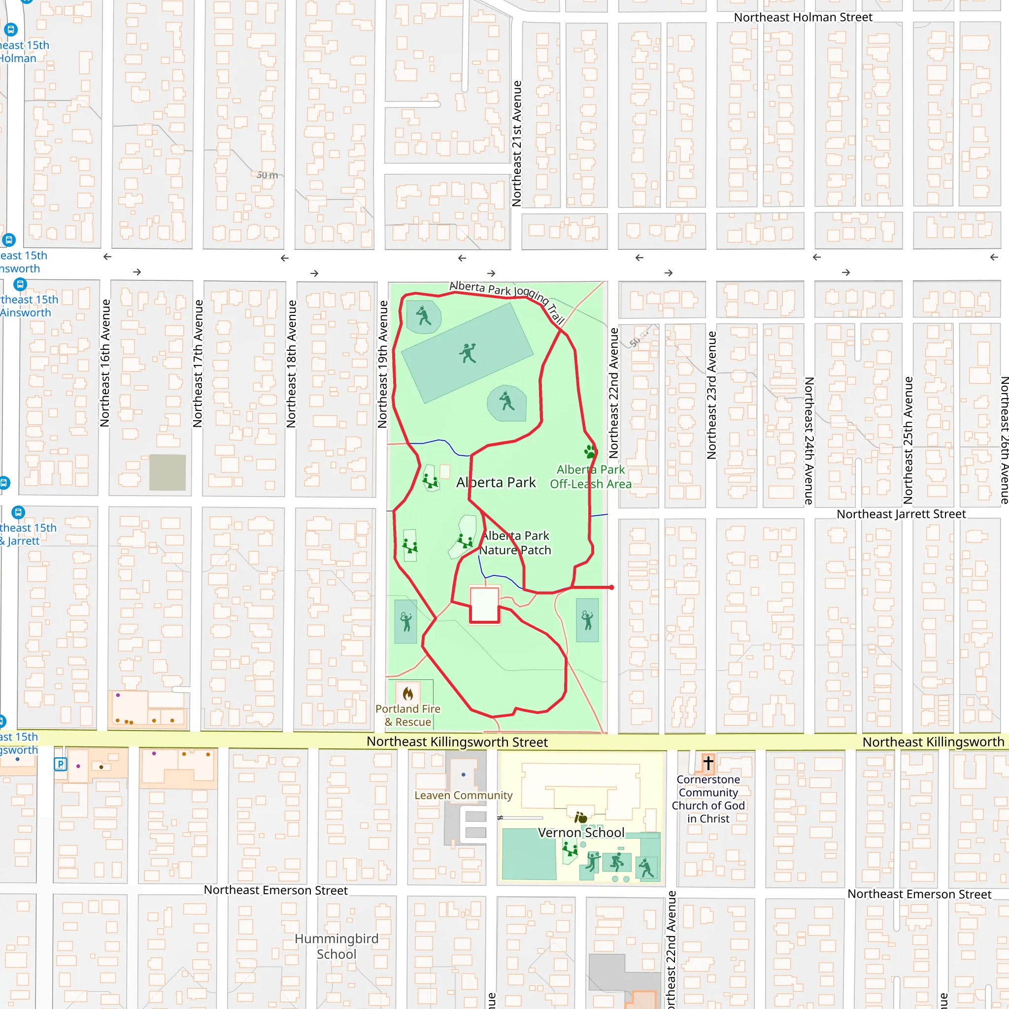 Alberta Park Jogging Loop Trail mobile static map