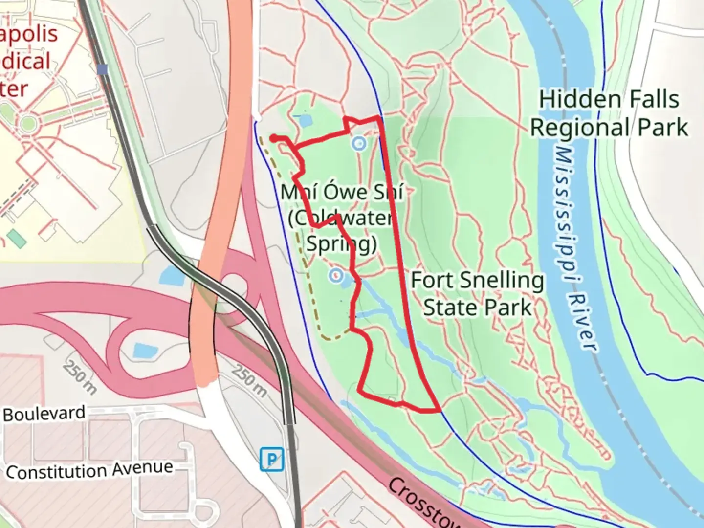An image depicting the trail Coldwater Spring Loop and its surrounding area.