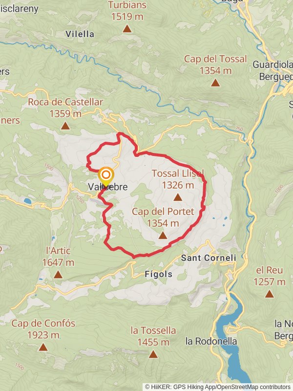 Path through the Cingles de Vallcebre PR C 128 mobile static map