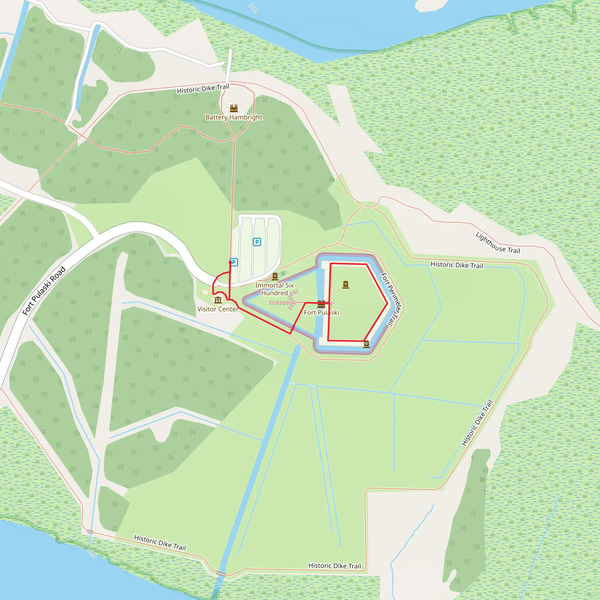 Fort Pulaski National Monument Loop mobile static map