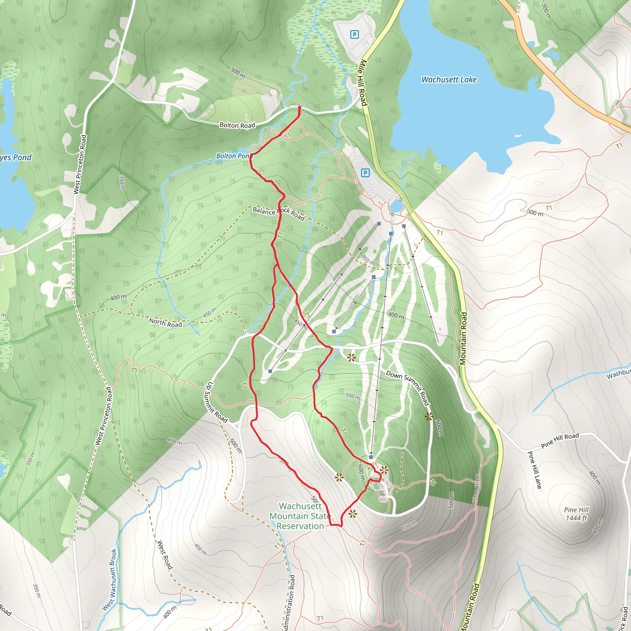 Wachusett Mountain Loop mobile static map