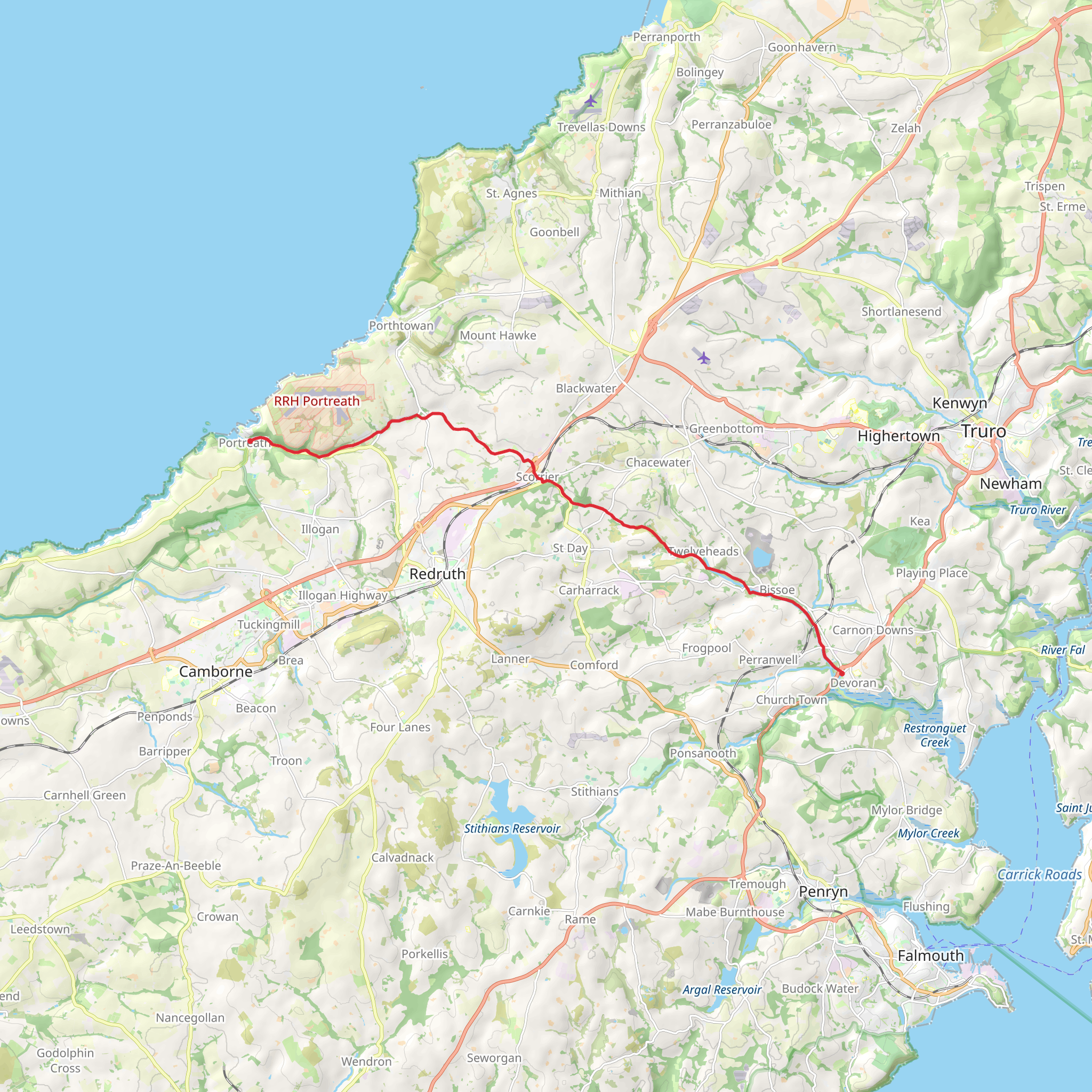 Portreath to Devoran Walk mobile static map