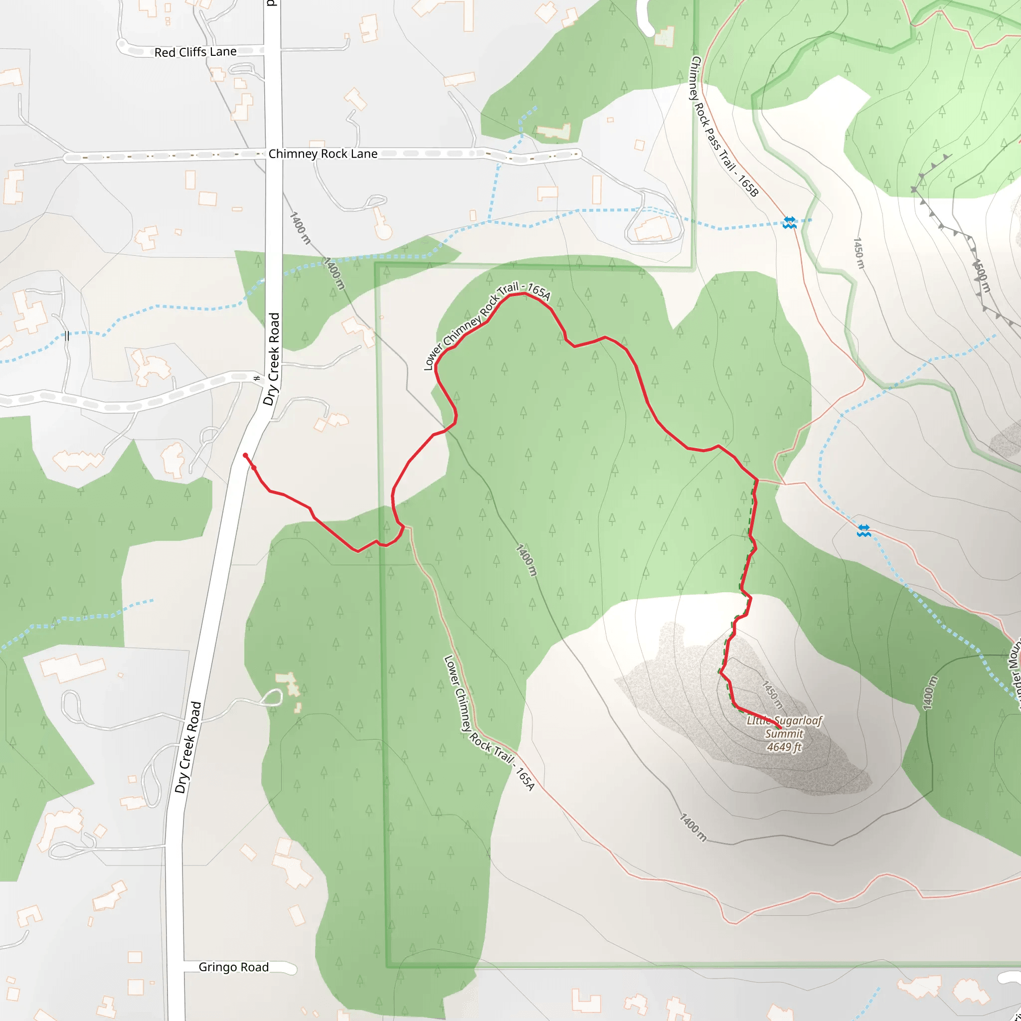 Andante West via Lower Chimney Rock Trail mobile static map