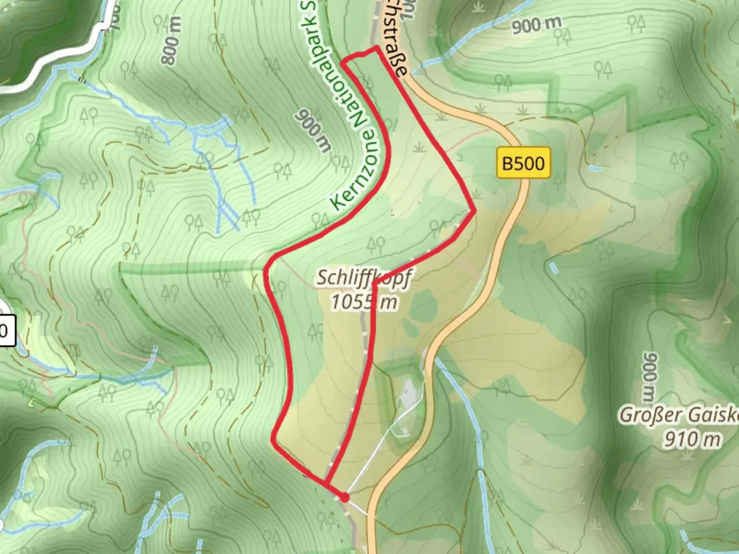 An image depicting the trail Schliffkopf Loop and its surrounding area.