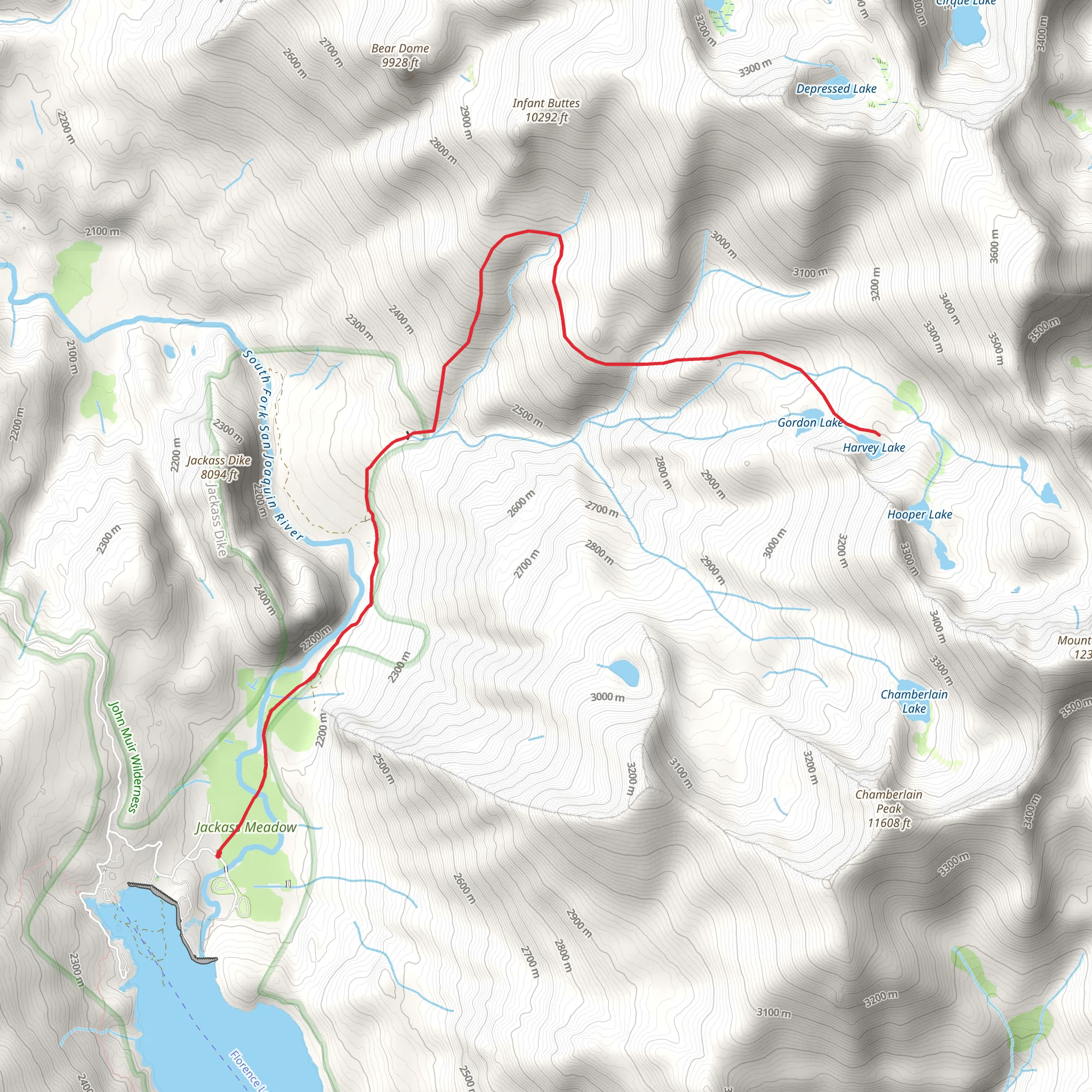 Harvey Lake via Hooper Diversion Trail mobile static map