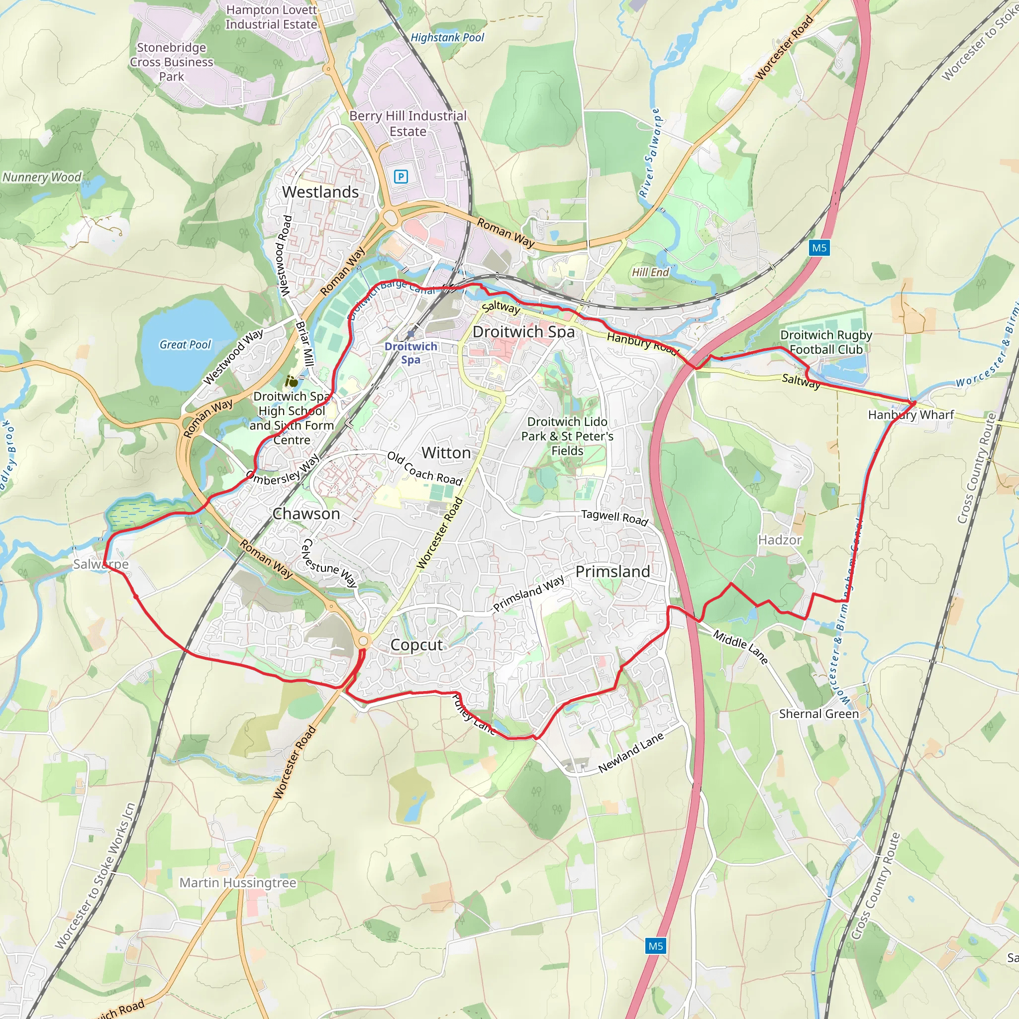 Droitwich Spa and Salwarpe Loop mobile static map