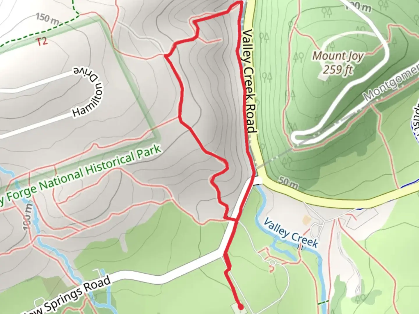 An image depicting the trail Valley Creek Loop via Mount Misery Trail and its surrounding area.