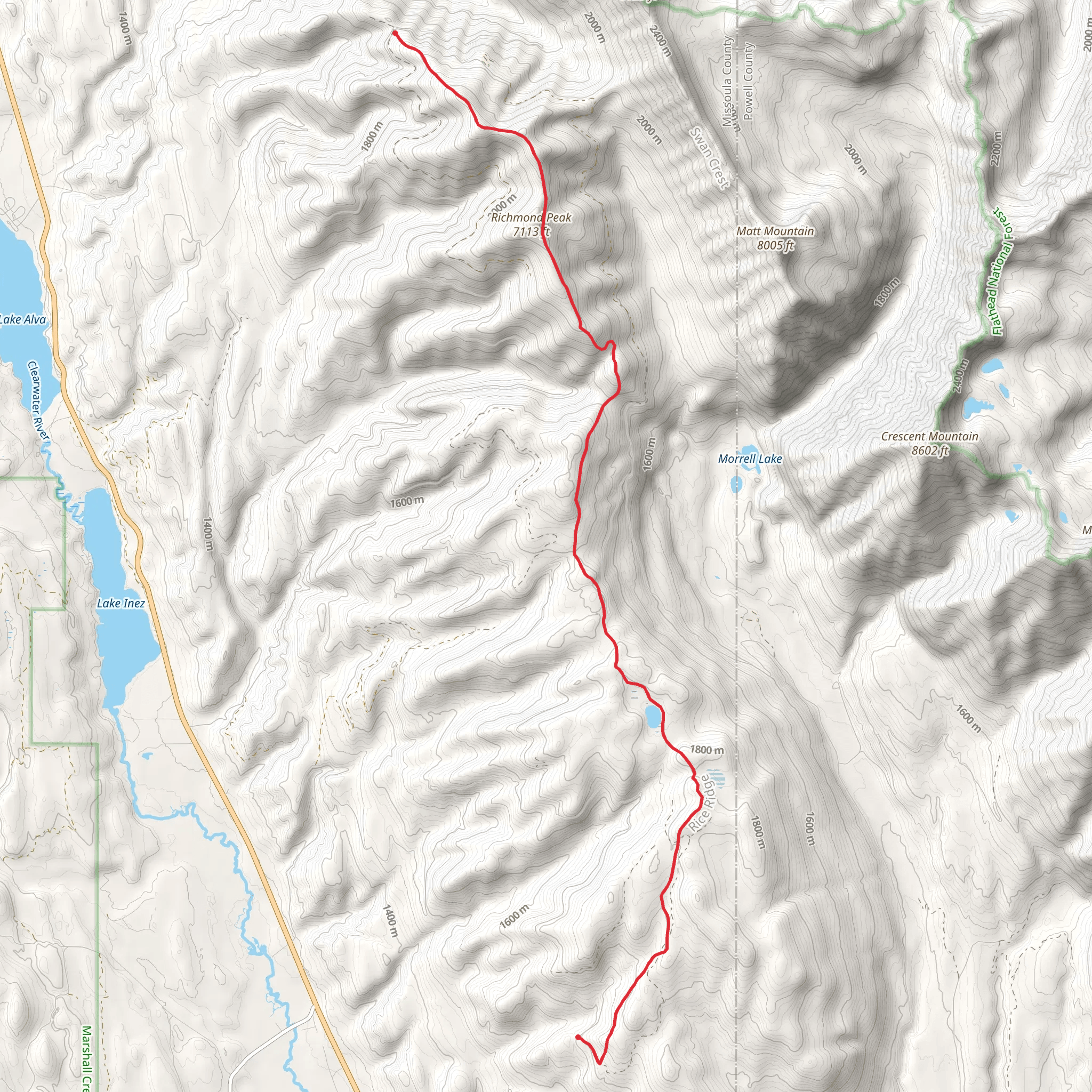 Rice Ridge Trail mobile static map