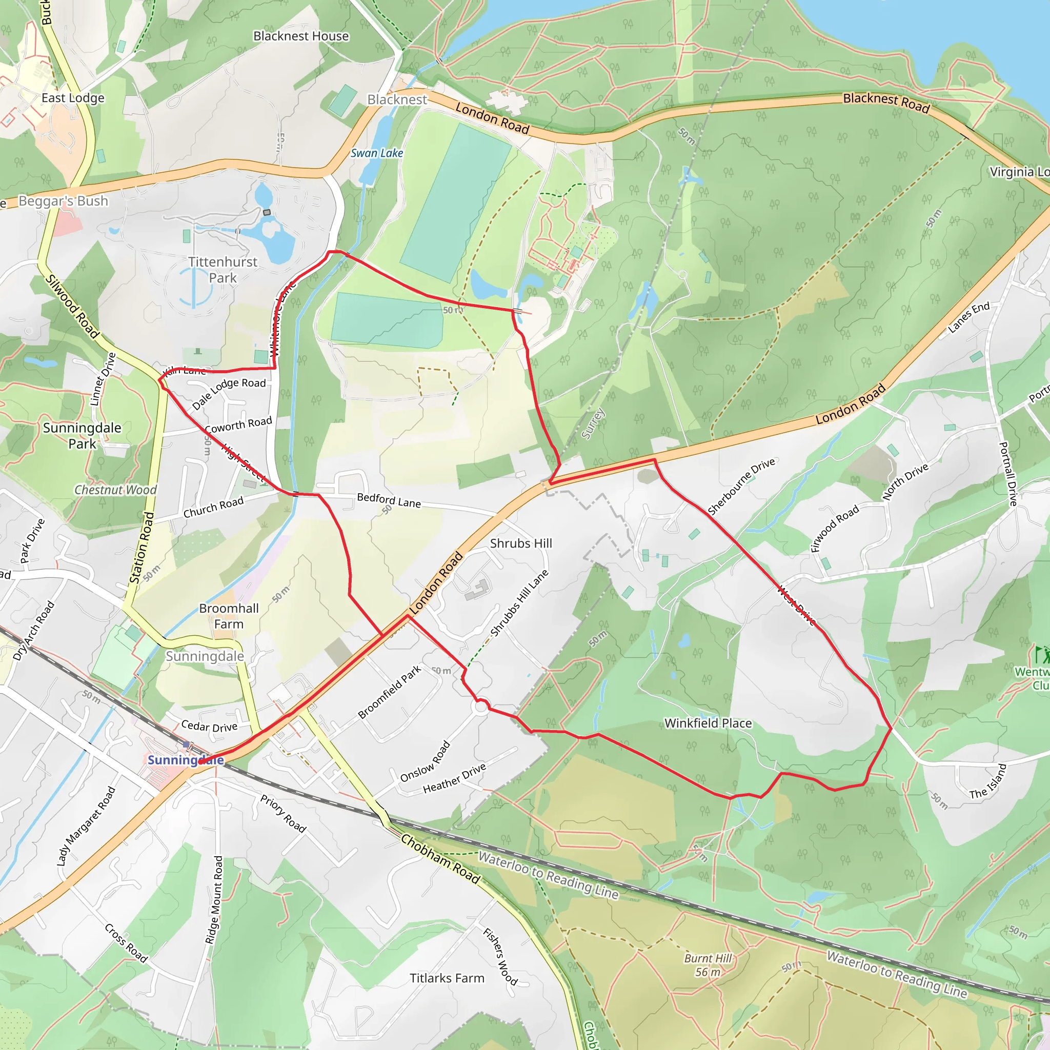Sunningdale Country Park mobile static map