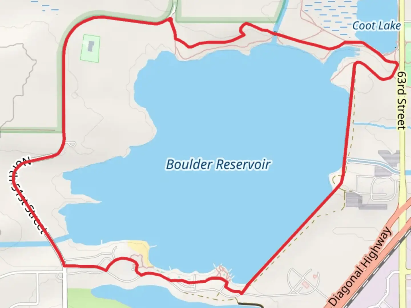 An image depicting the trail Boulder Reservoir Loop Trail and its surrounding area.