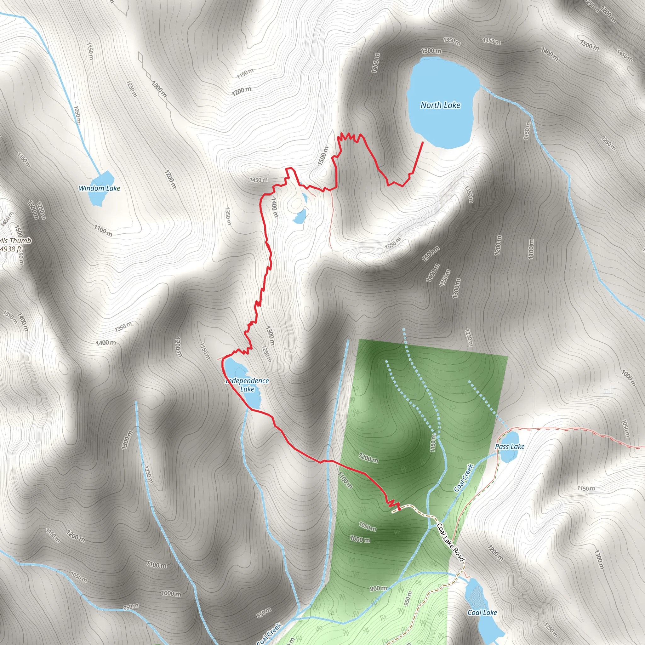 Independence Lake and North Lake Trail mobile static map