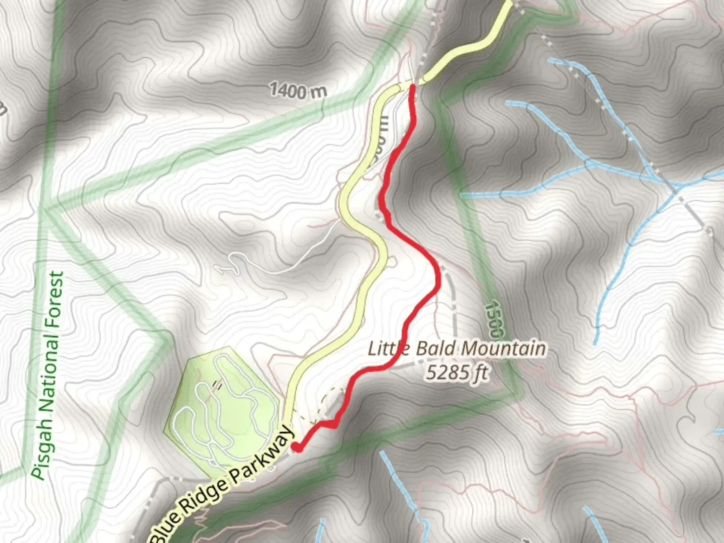 An image depicting the trail Mountains-to-Sea and Buck Spring Trail and its surrounding area.