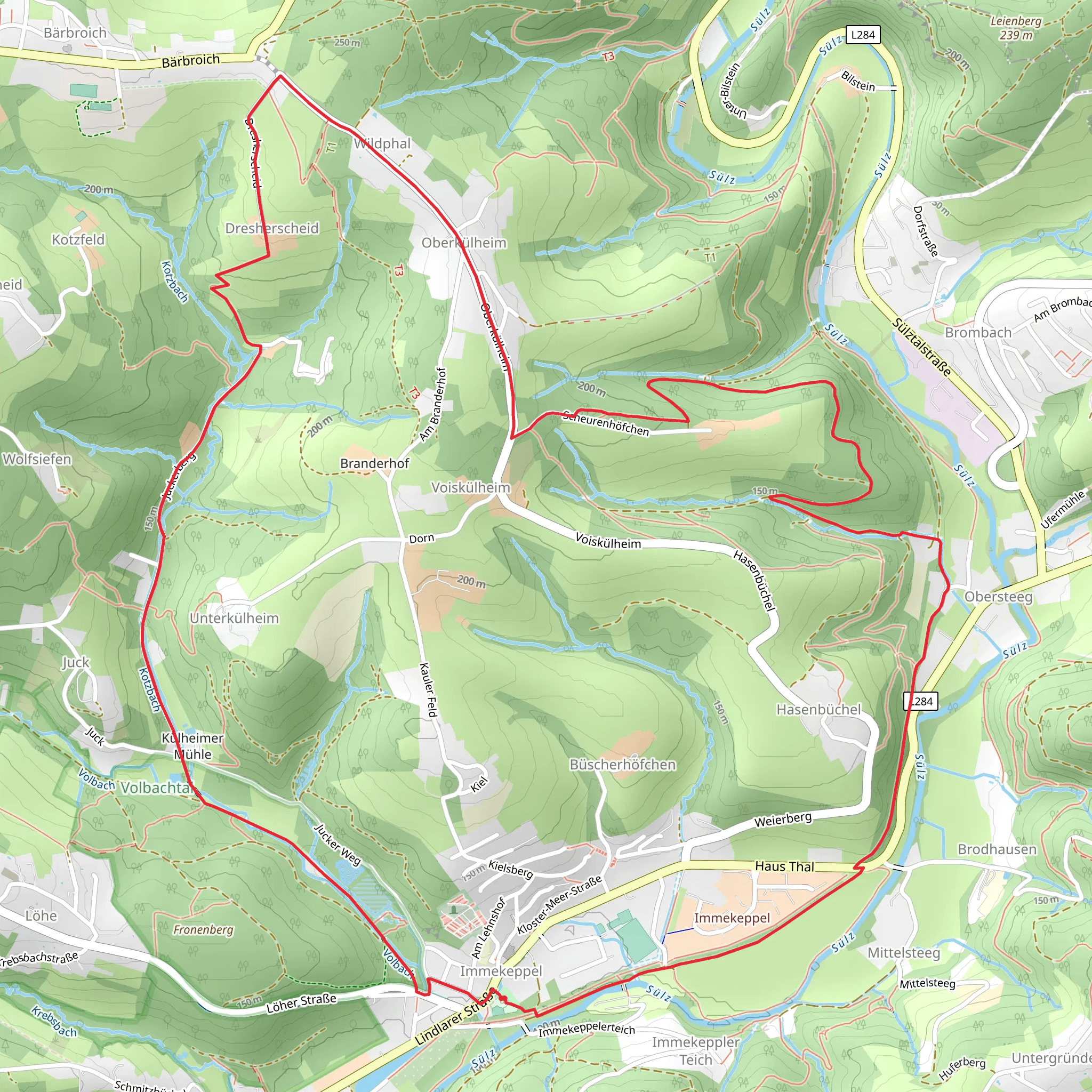 Wanderparkplatz Immekeppel Rundweg and Brombacher Eiche A3 mobile static map