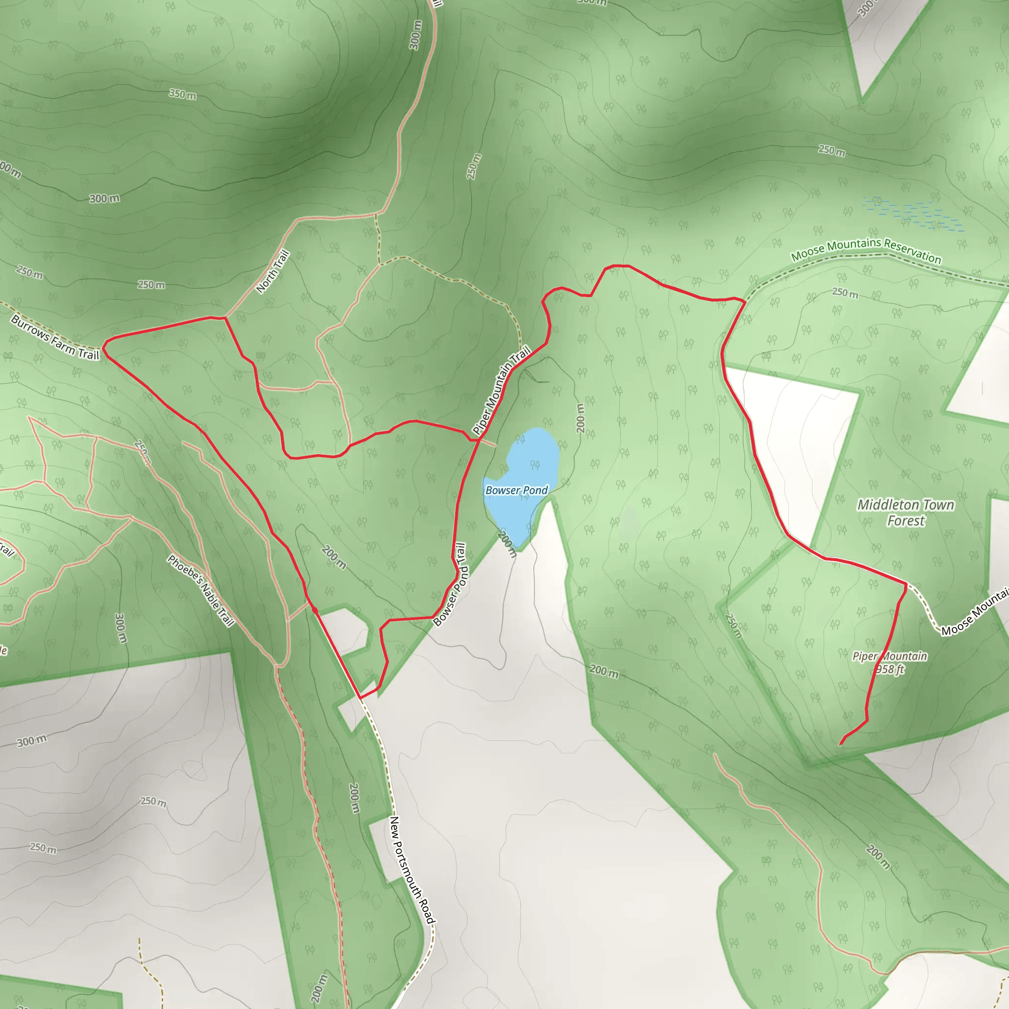 Piper Mountain and Bowser Pond Trail mobile static map