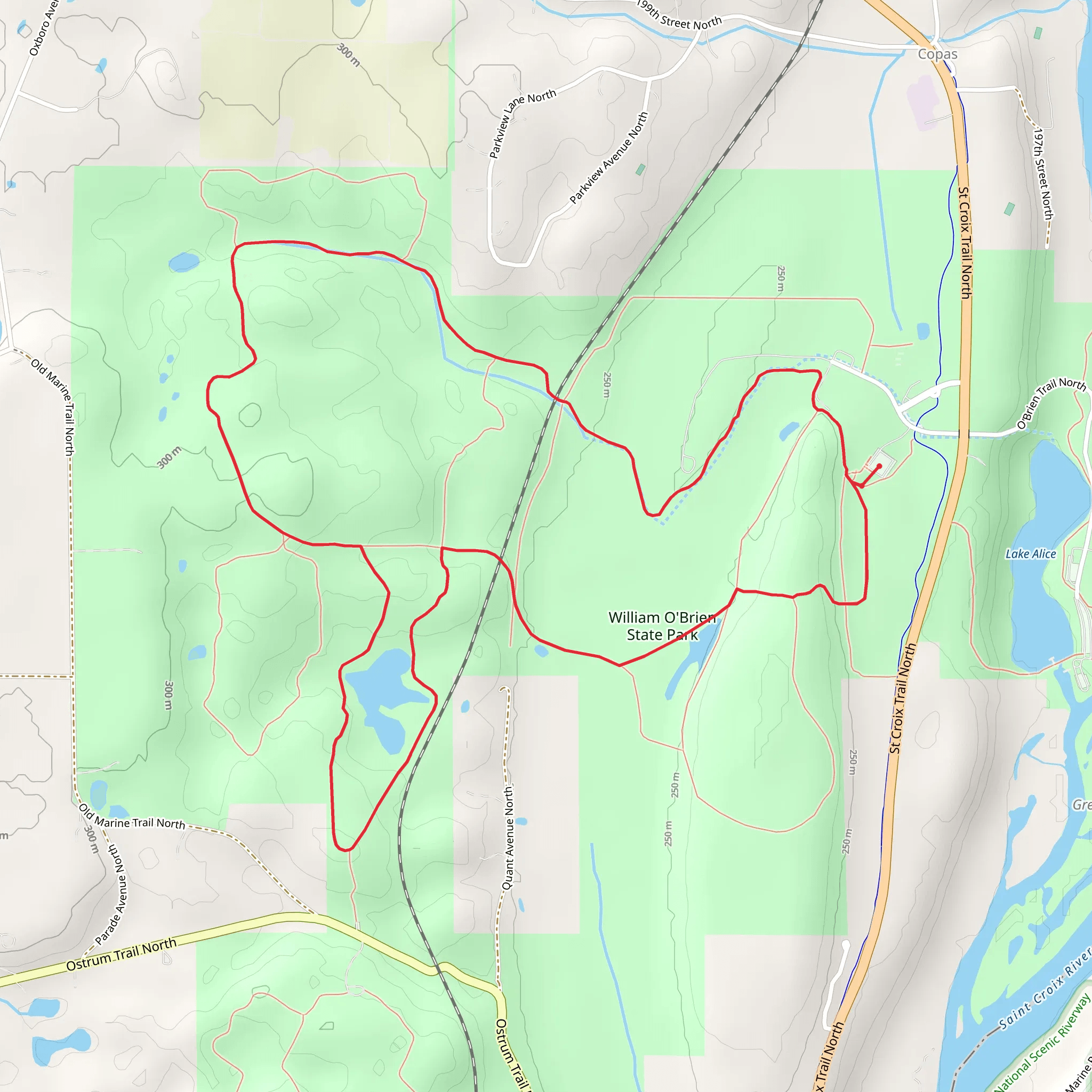 William O'Brien State Park Loop mobile static map