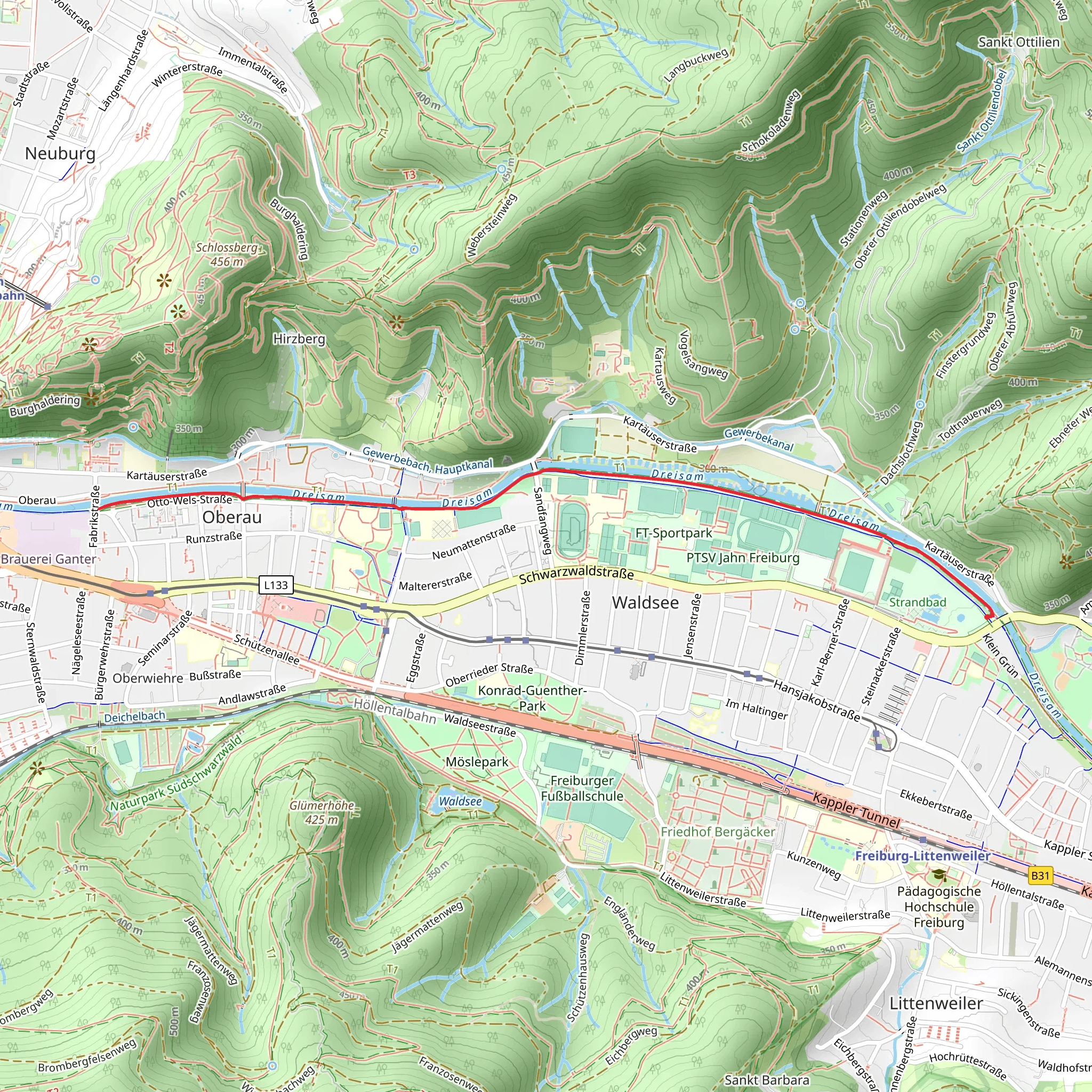 Dreisam via Fritz-Horch-Weg mobile static map