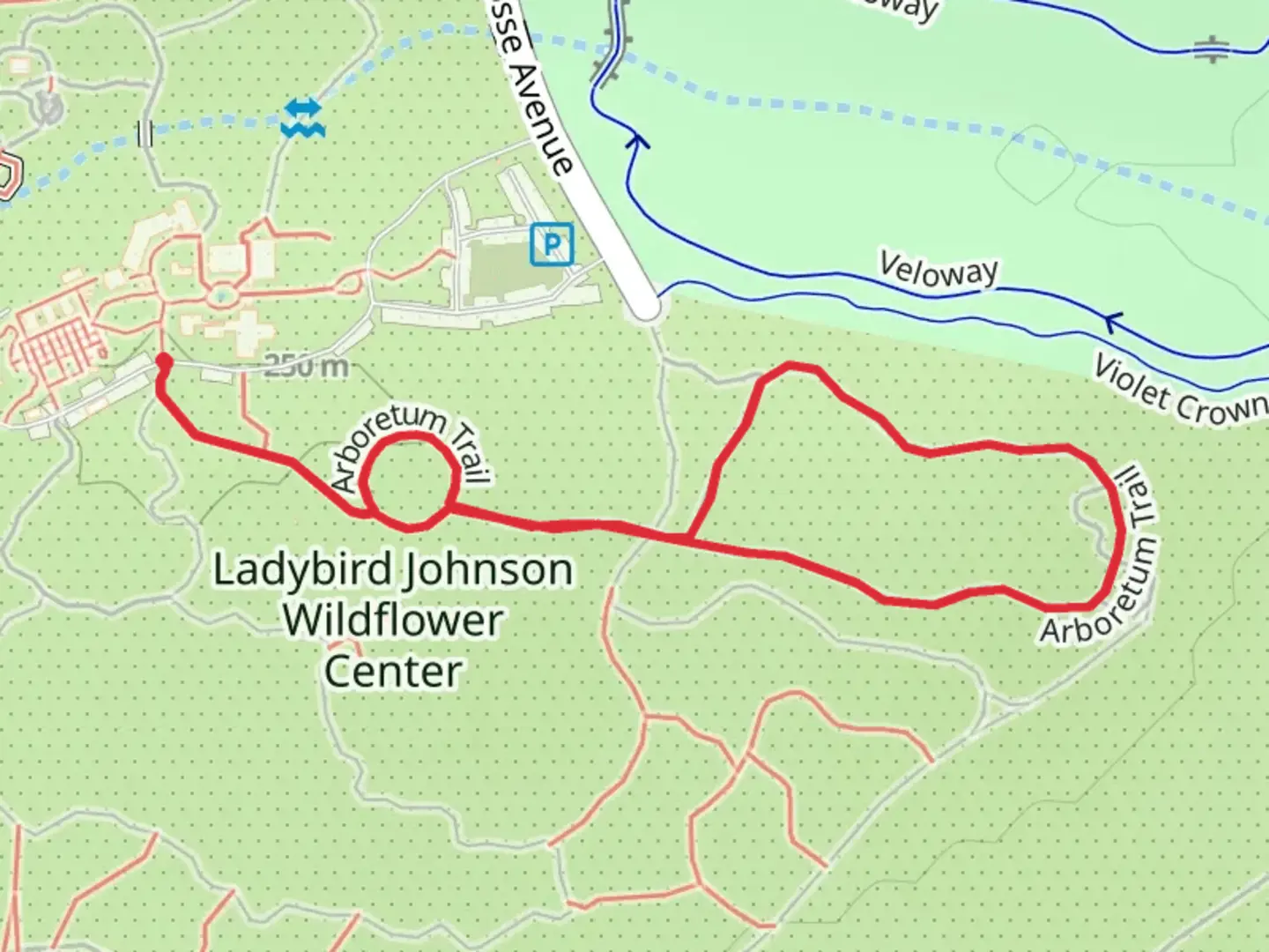 An image depicting the trail Arboretum Trail and its surrounding area.
