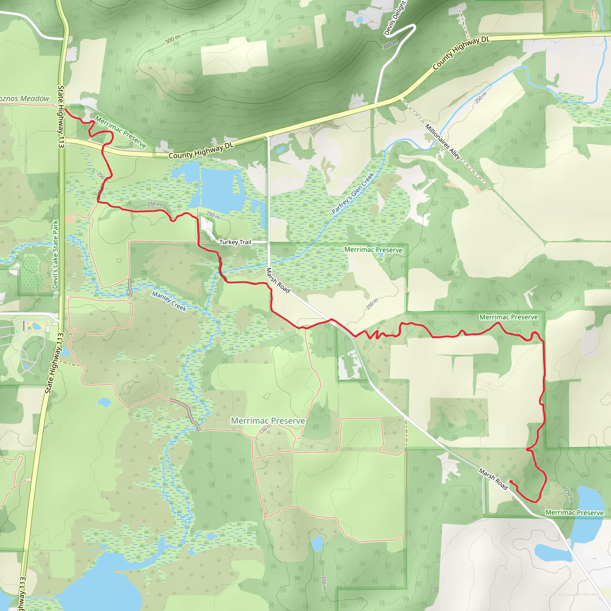 Ice Age Trail from Marsh Road mobile static map
