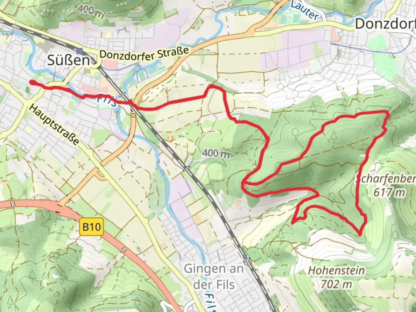 An image depicting the trail Marren Loop via Sußen and its surrounding area.