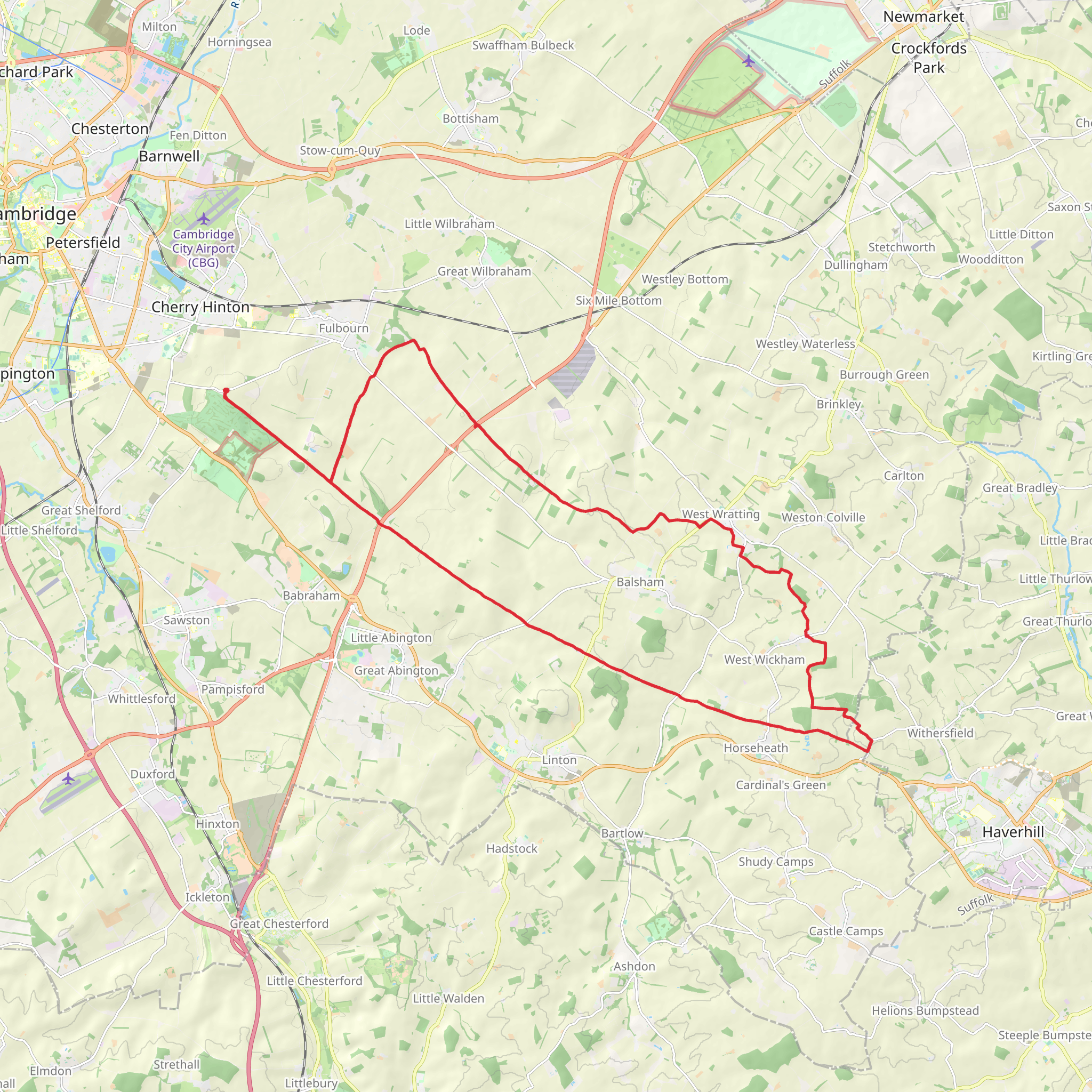 Fleam Dyke and Roman Road Walk mobile static map