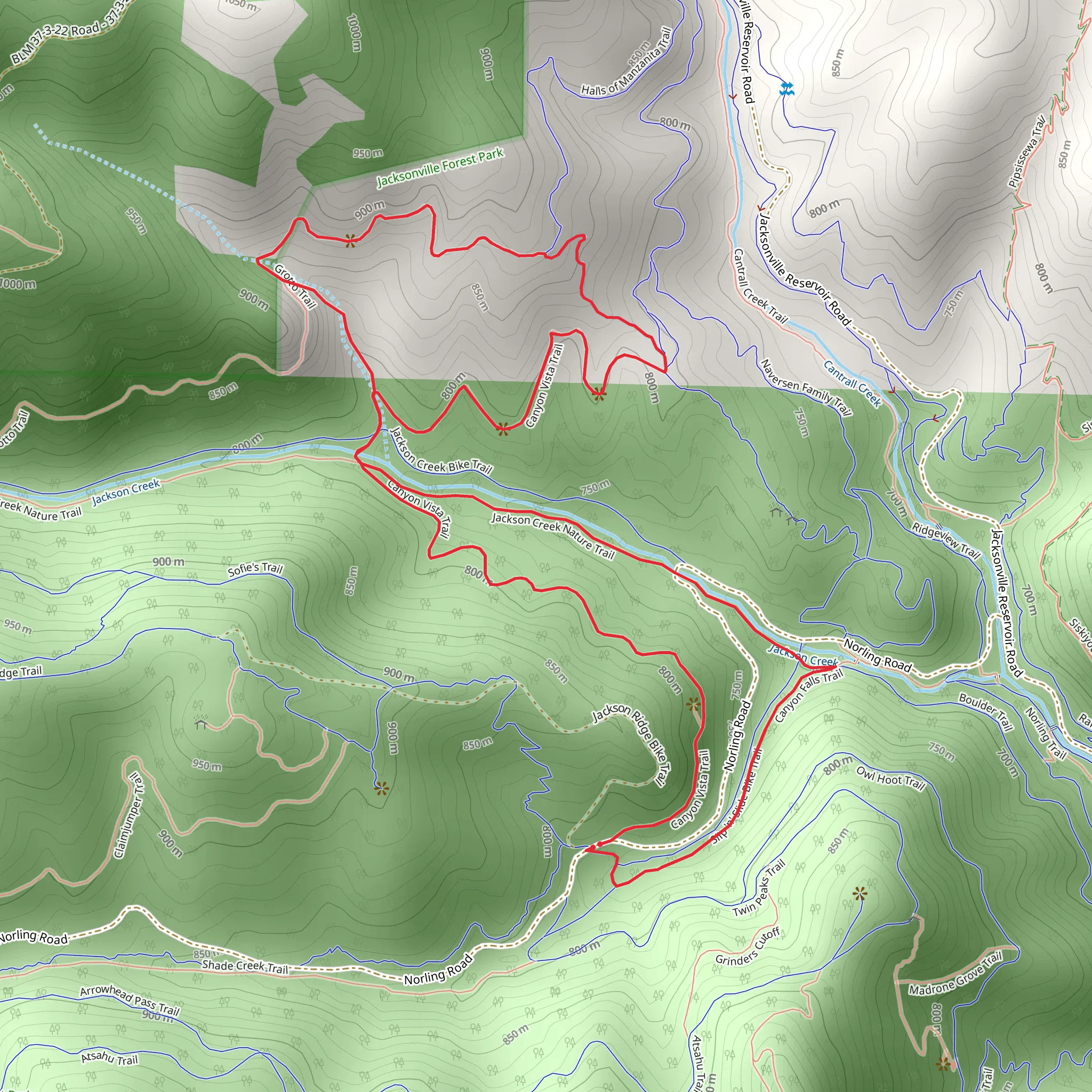 Canyon Vista, Grotto and Jackson Creek Nature Loop Trail mobile static map