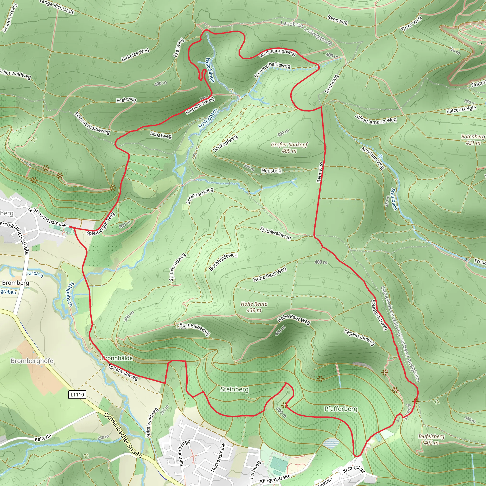 Sommerhalde, Großer Saukopf and Steinberg Loop mobile static map