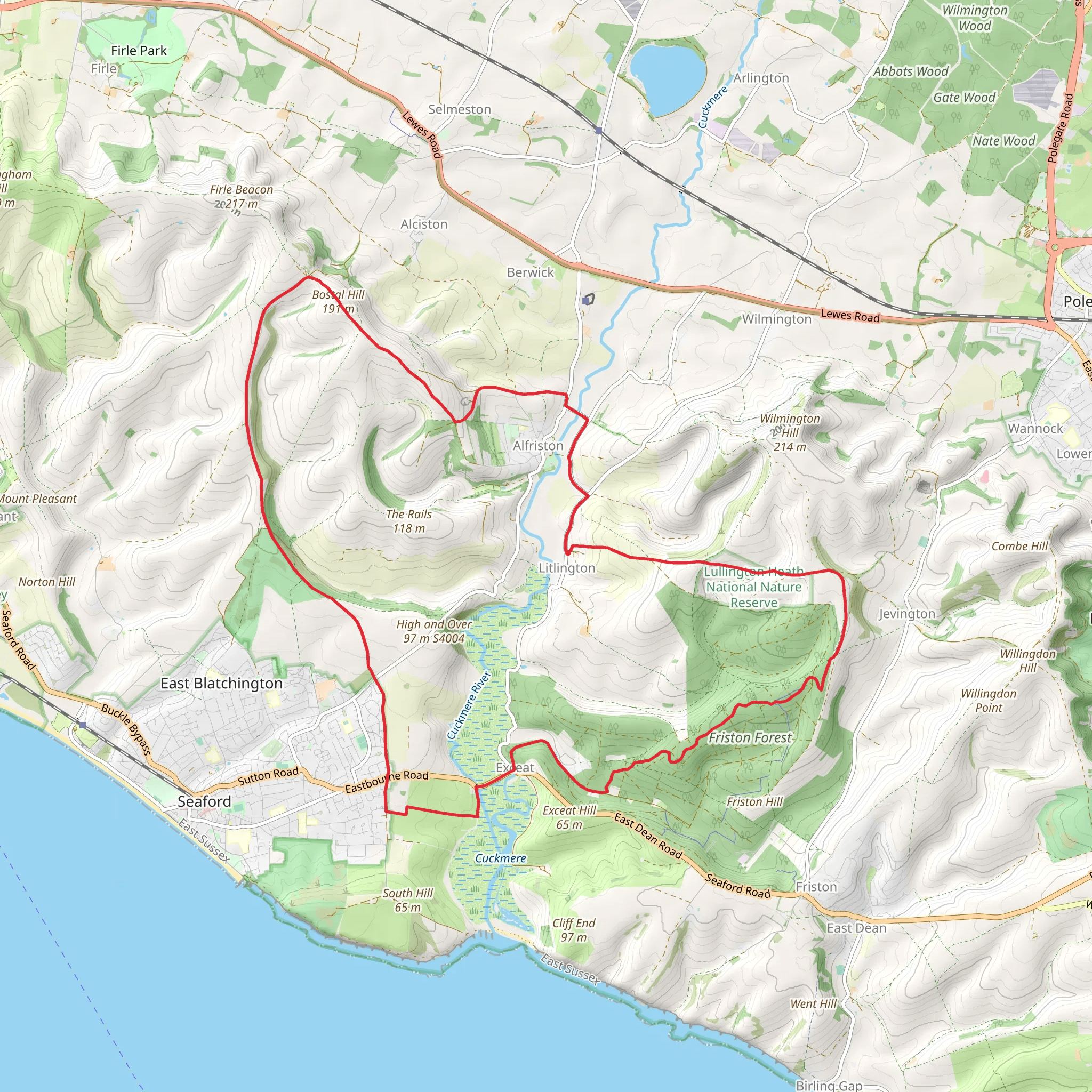 Litlington, Exceat and Alfriston Loop mobile static map