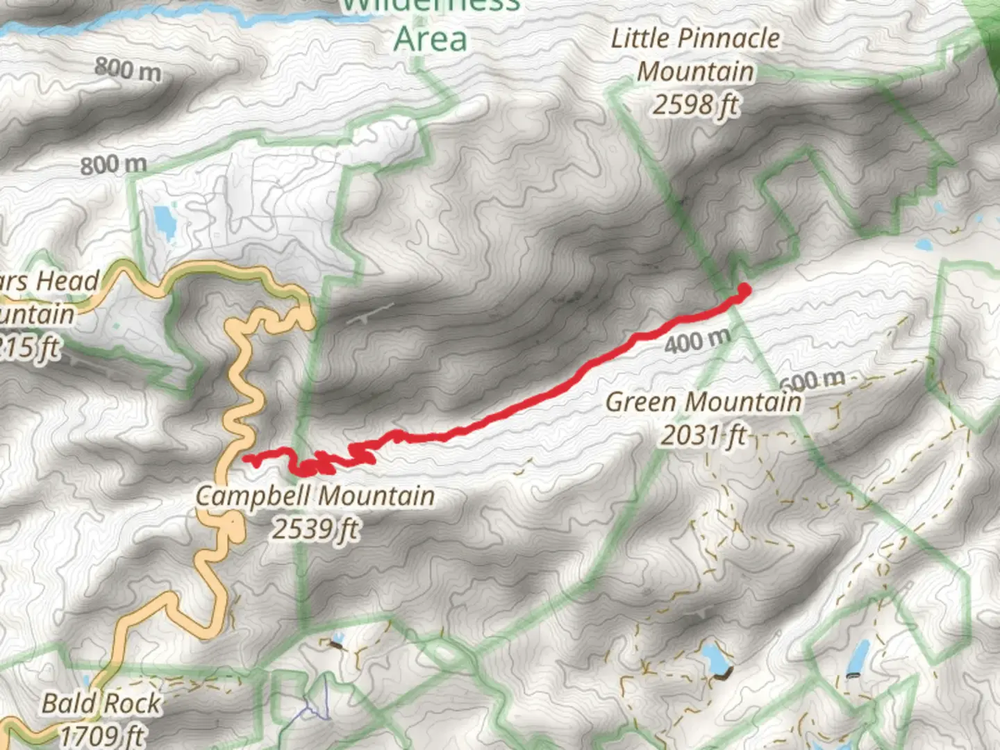 An image depicting the trail Oil Camp Creek and Pinnacle Pass Trail and its surrounding area.