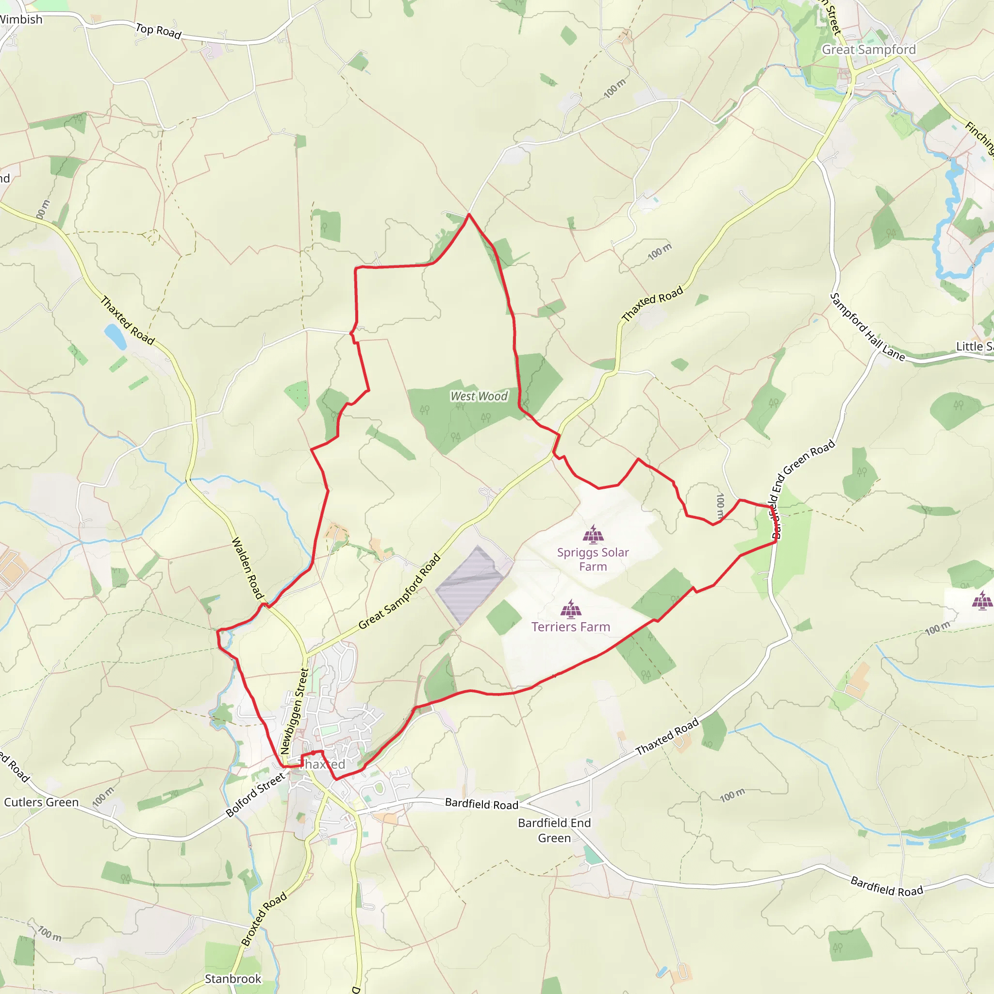 Thaxted Northern Loop mobile static map