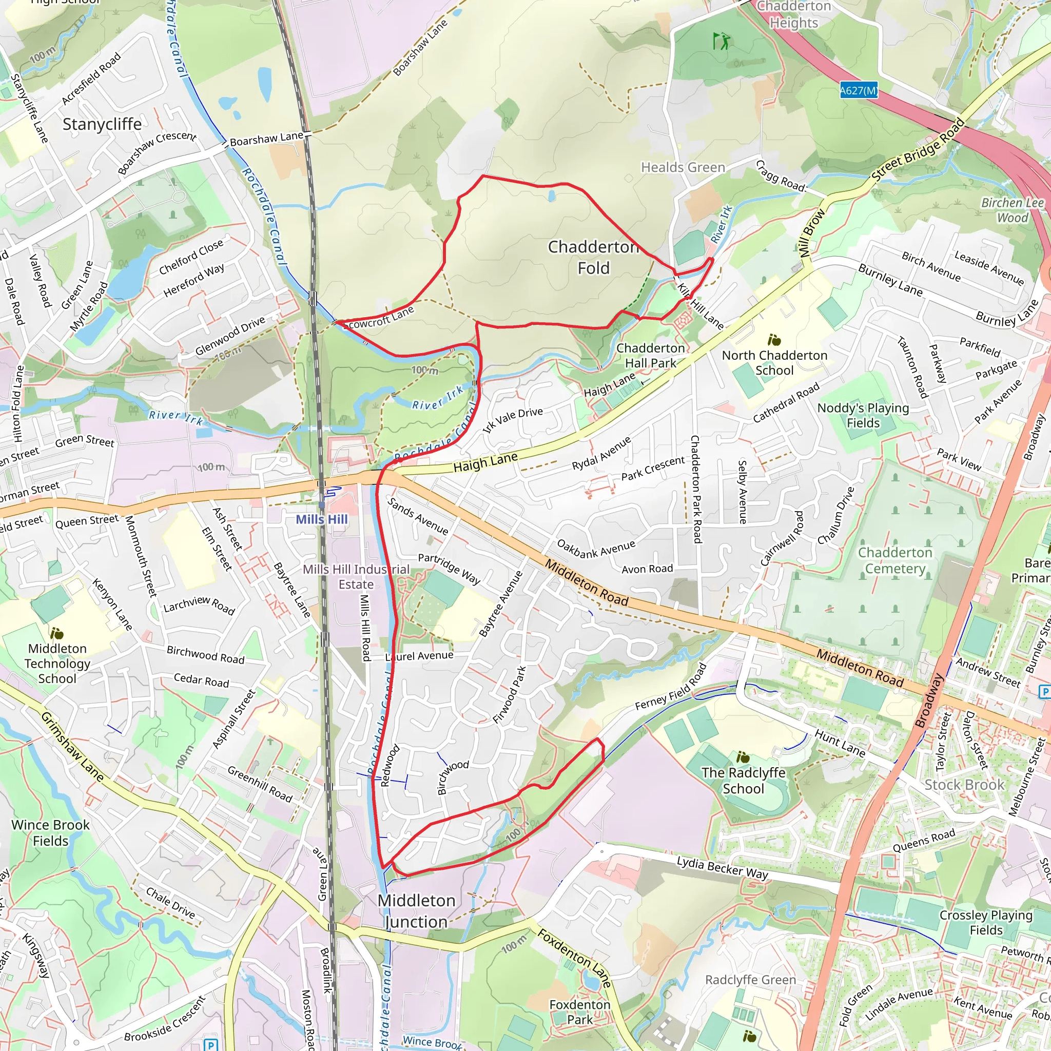 Chadderton Fold and Middleton Junction Walk mobile static map