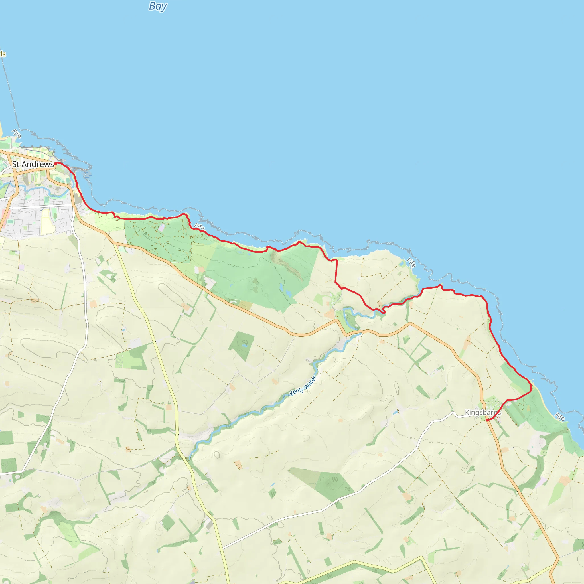 Kingsbarns to St Andrews - Fife Coastal Path mobile static map
