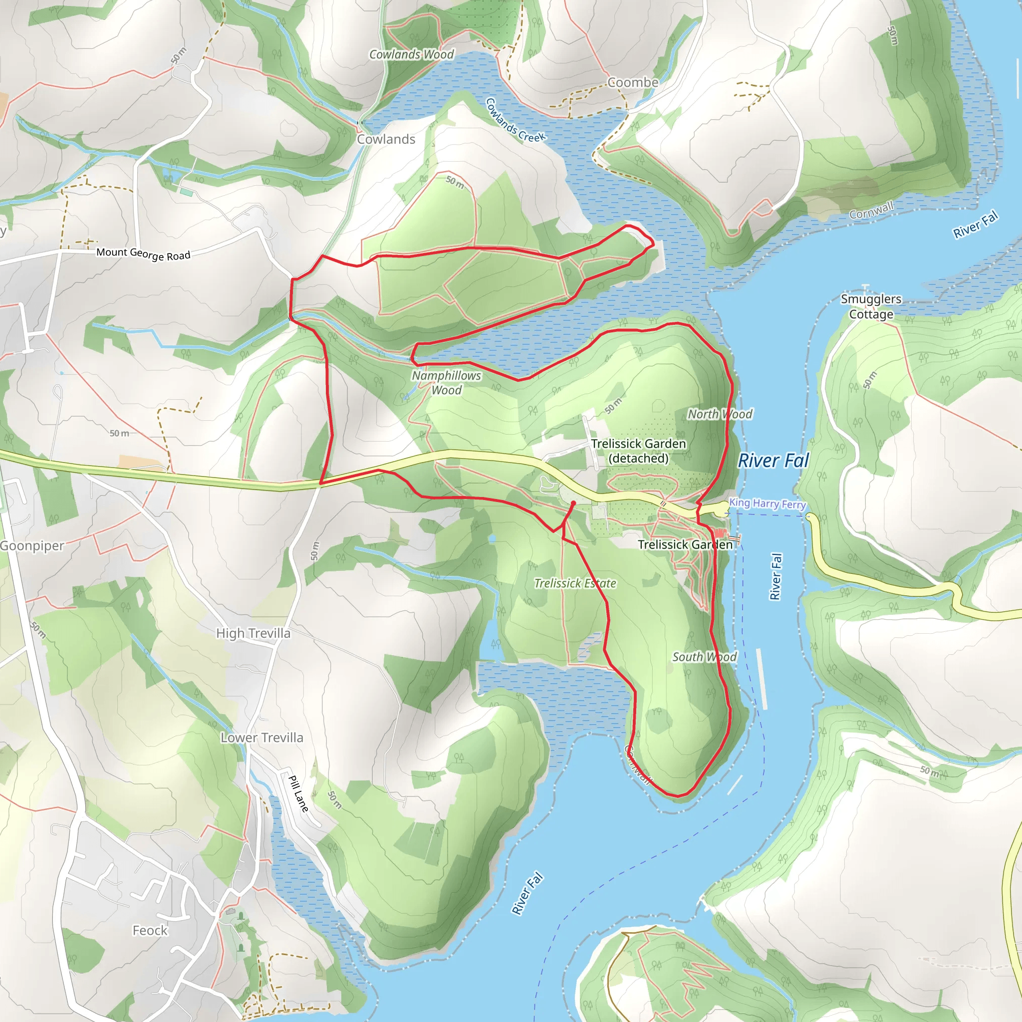 Trelissick Garden and River Fal Loop mobile static map