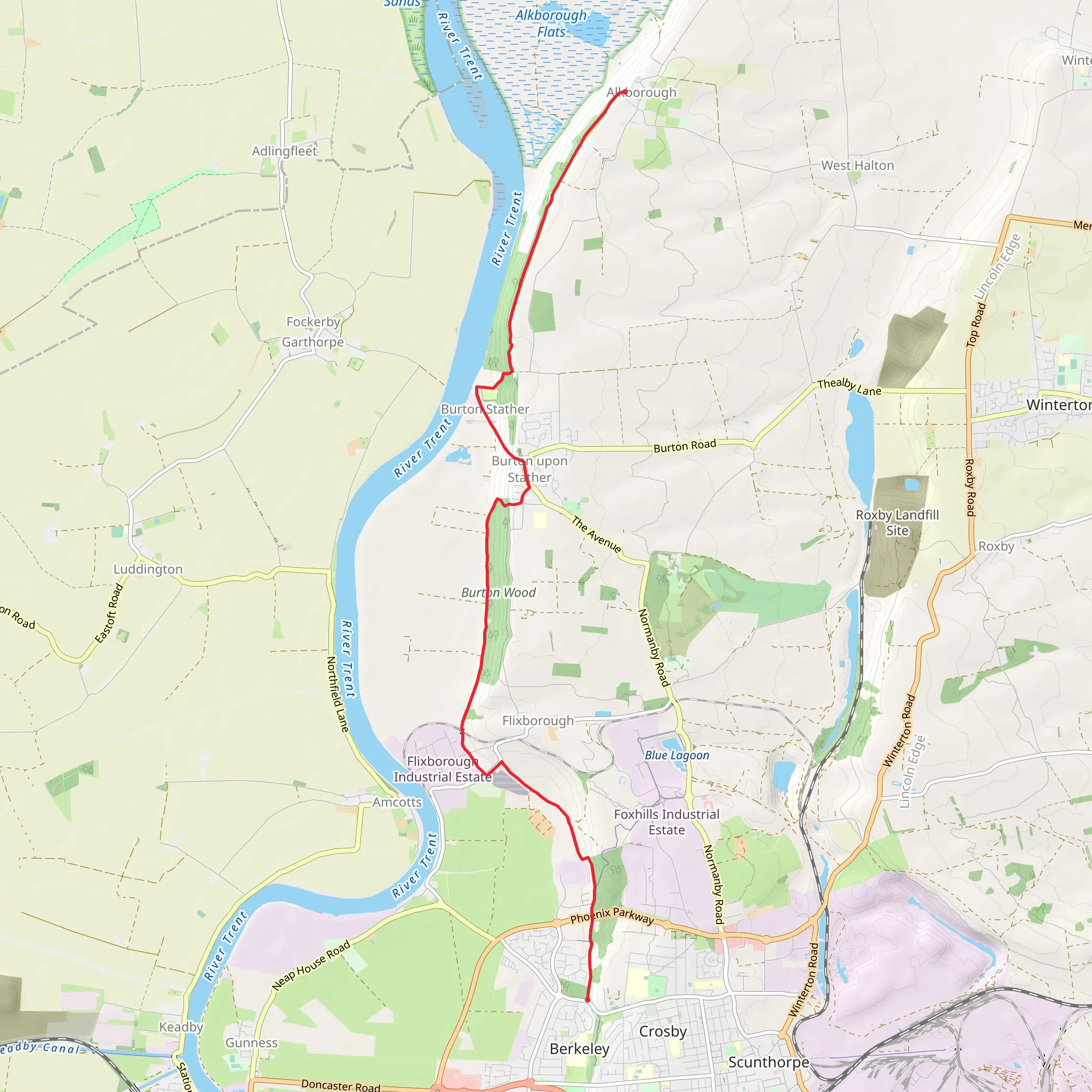 Scunthorpe to Alkborough Walk mobile static map